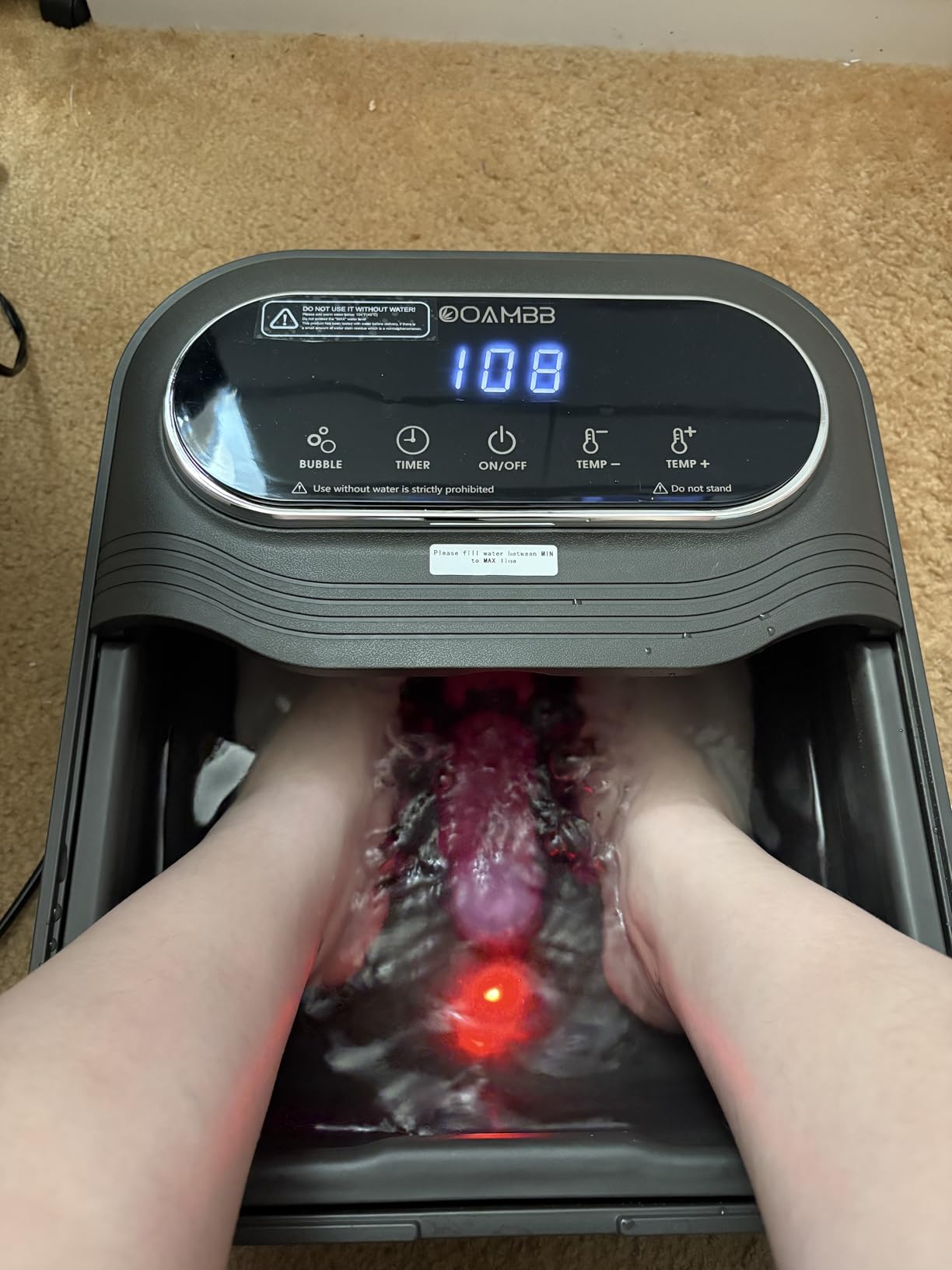 OOAMBB Collapsible Foot Spa with Heat, Bubble and Temp Control, Foot Bath Massager with XL Touch Screen and Massage Rollers, Foot Soaking Tub, Pedicure Foot spa for Stress Relief (Grey) customer photo 1