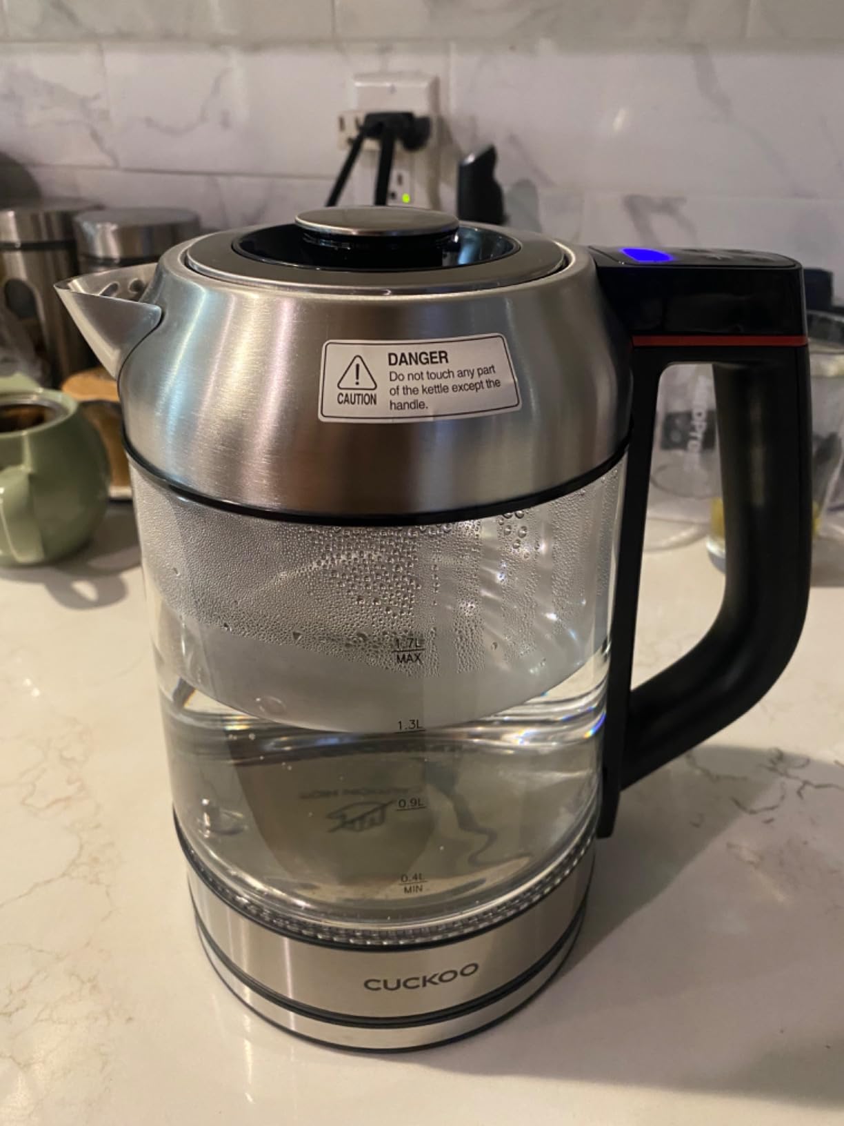 CUCKOO Electric Tea Kettle with Infuser, Glass Electric Kettle with Multi-Temperature Control, Easy to Read LED Lights, 1.7 Liter Capacity Tea Maker Pot (CK-G170BS) customer photo 1