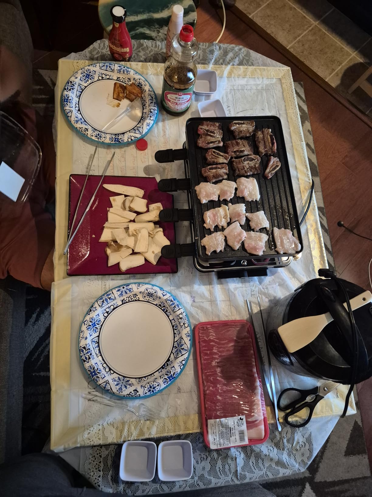 HBN Electric Raclette Table Grill with 8 Warming Trays, 2-in-1 Korean BBQ Grill & Electric Griddle Nonstick, Adjustable Temperature Control,1300W, Great for Indoor Family Gatherings, Parties & Dining customer photo 2