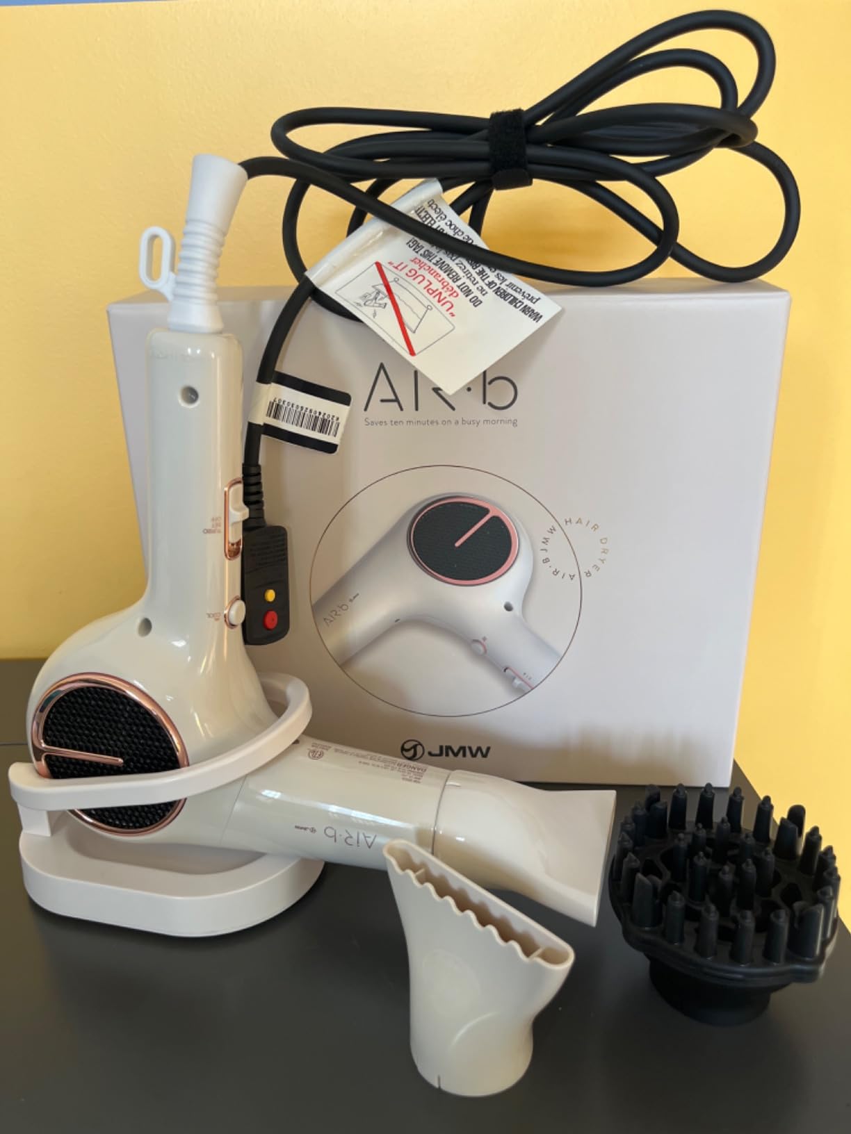 JMW AIR B Compact Hair Dryer, Powerful BLDC Motor, Quiet High Speed Hair Dryer, Lightweight Fast Drying, Ionic Blow Dryer for Frizzy Hair, Travel Friendly customer photo 2