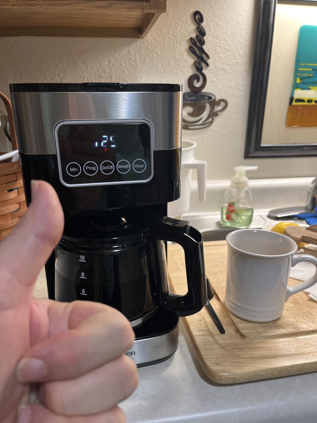 10-Cup Programmable Coffee Maker, Regular & Strong Brew Drip Coffee Machine for Home and Office, Auto Shut Off, Permanent Filter, Silver customer photo 1
