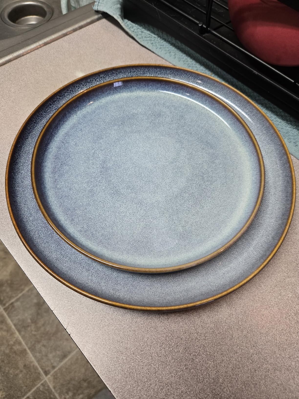 vancasso PLAYA Plates and Bowls Sets, 12 Pieces Grey-Blue Dinnerware Sets for Kitchen, Reactive Glaze Dishes Set for 4, Dishwasher and Microwave Safe customer photo 1