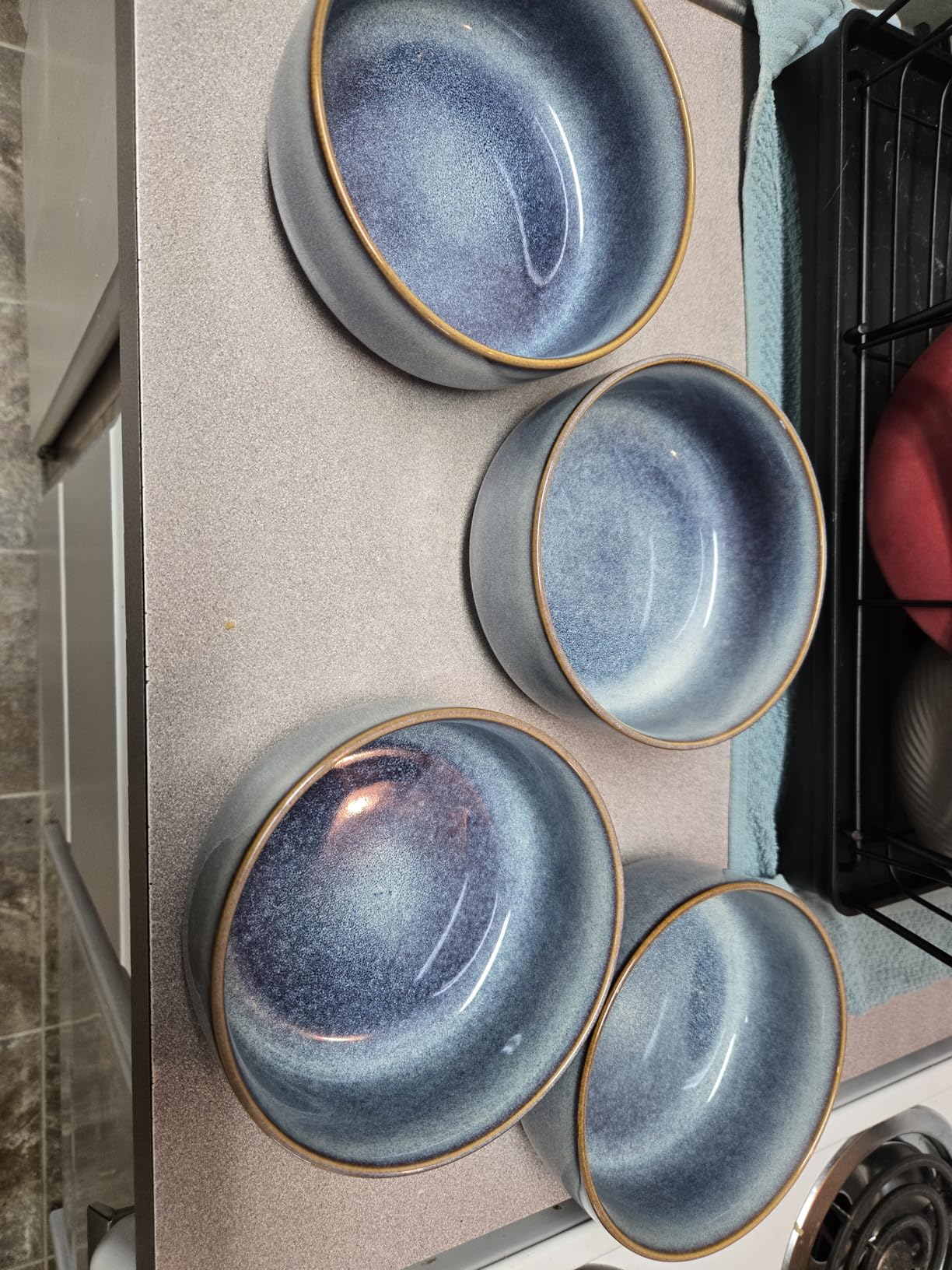 vancasso PLAYA Plates and Bowls Sets, 12 Pieces Grey-Blue Dinnerware Sets for Kitchen, Reactive Glaze Dishes Set for 4, Dishwasher and Microwave Safe customer photo 2