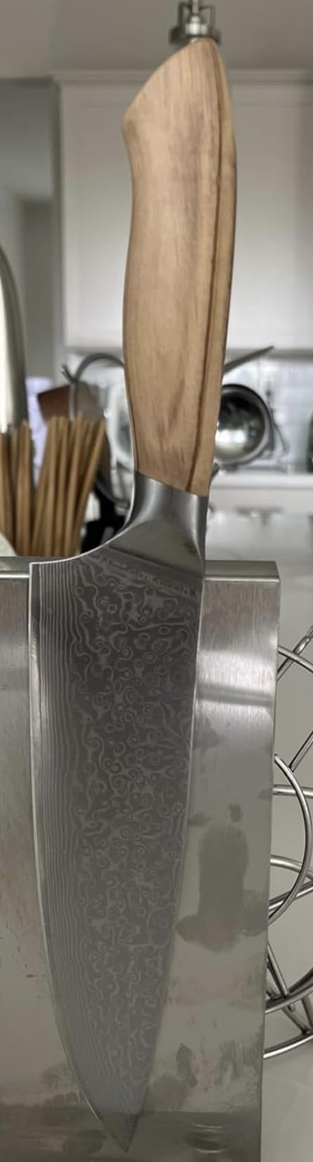 Damascus Chef Knife in Japanese Steel, 67-Layers Damascus Kitchen Knife with Wooden Gift Box and Original Olive Wood Handle, Cooking Knives for Home Kitchen Gift Idea customer photo 2