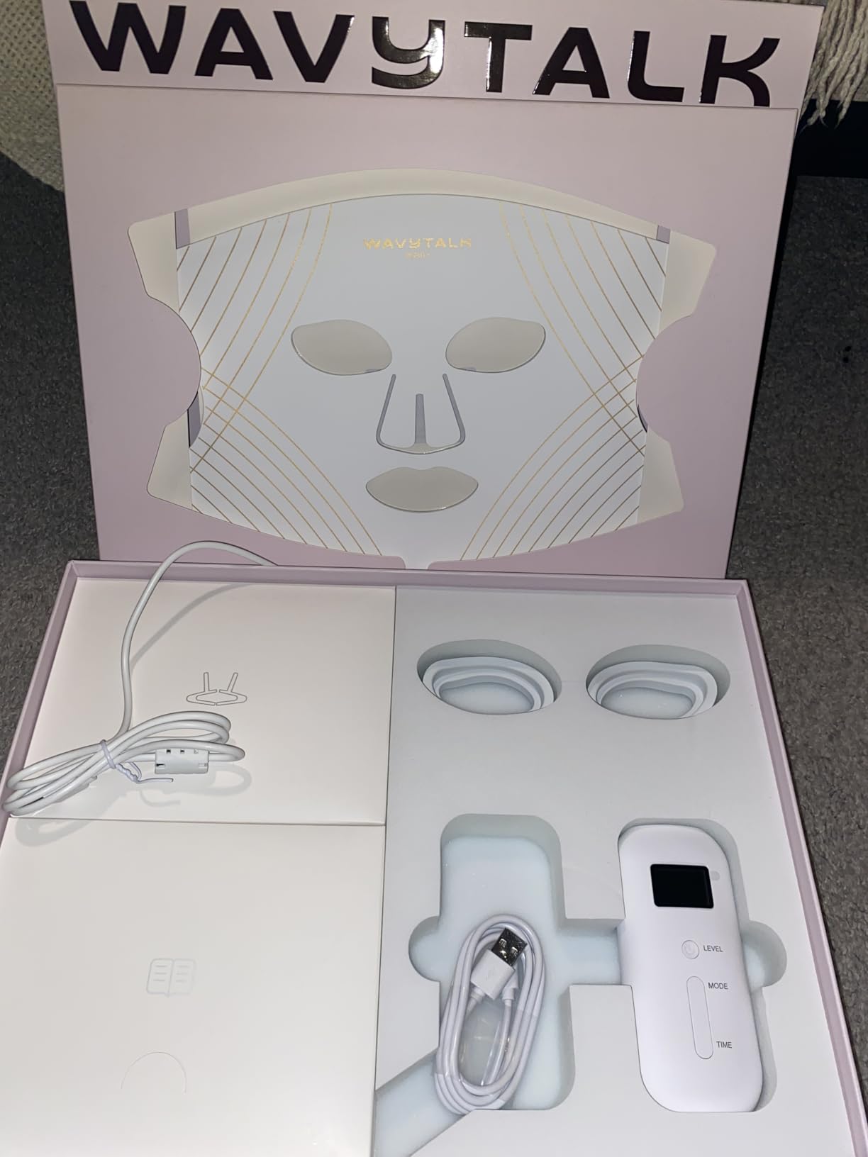 Wavytalk Red Light Therapy Mask for Face, Glow Time LED Face Mask Light Therapy for Anti-Fine Line, Acne, Skin Rejuvenation with Red, Near-Infrared Light, Blue and Amber Light Therapy (White) customer photo 2