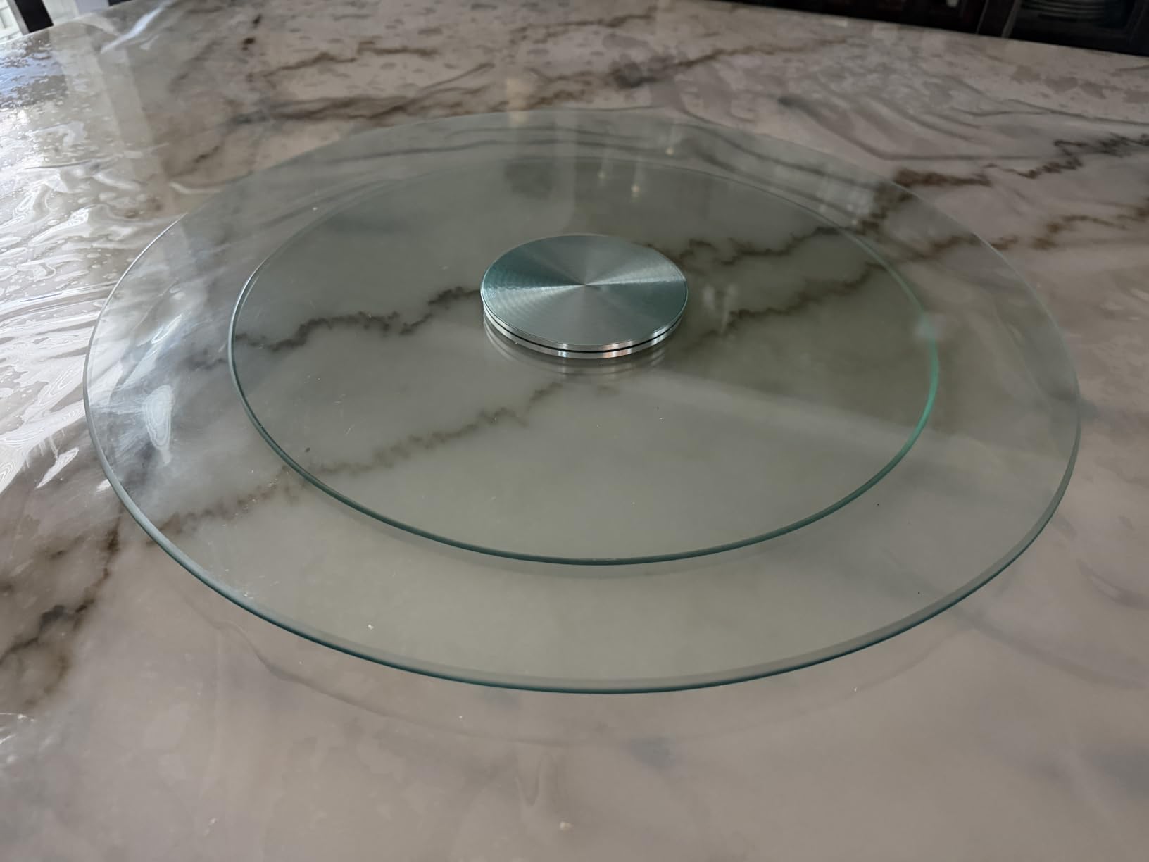 VEVOR 24 in Wood Lazy Susan Turntable, 360° Rotation Round Clear Tabletop Rotating Tray, Acacia Wood Dining Table Centerpiece, Smooth and Silent Spin, for Family Gatherings, Banquets and Weddings customer photo 1