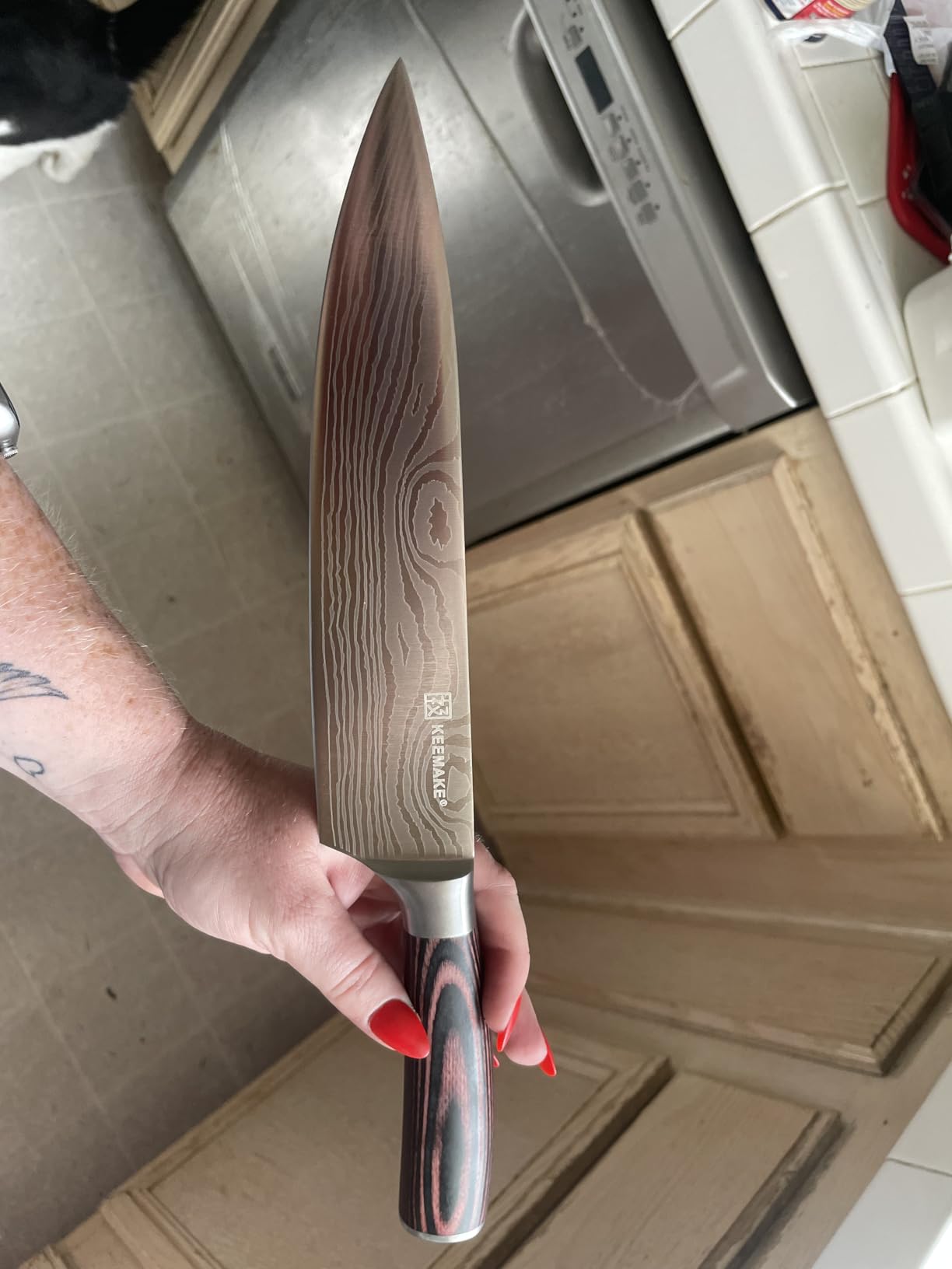KEEMAKE Chef Knife - 8 Inch High Carbon Stainless Steel Kitchen Knife with Ergonomic Handle customer photo 1