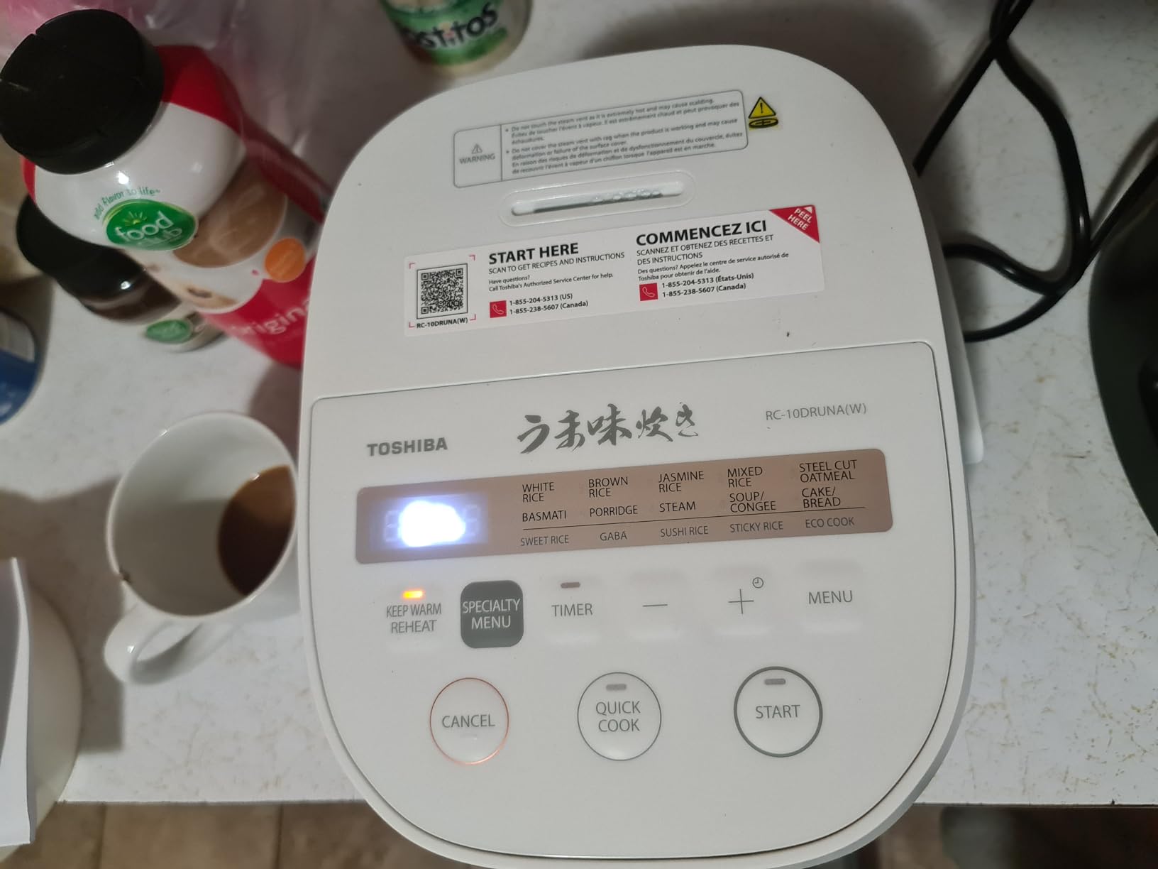 TOSHIBA OriginTaste Rice Cooker 5.5-Cup Uncooked, Fuzzy Logic, 15-in-1 Functions, Digital Display, Delay Timer, Keep Warm, Nonstick Inner Pot, White customer photo 1