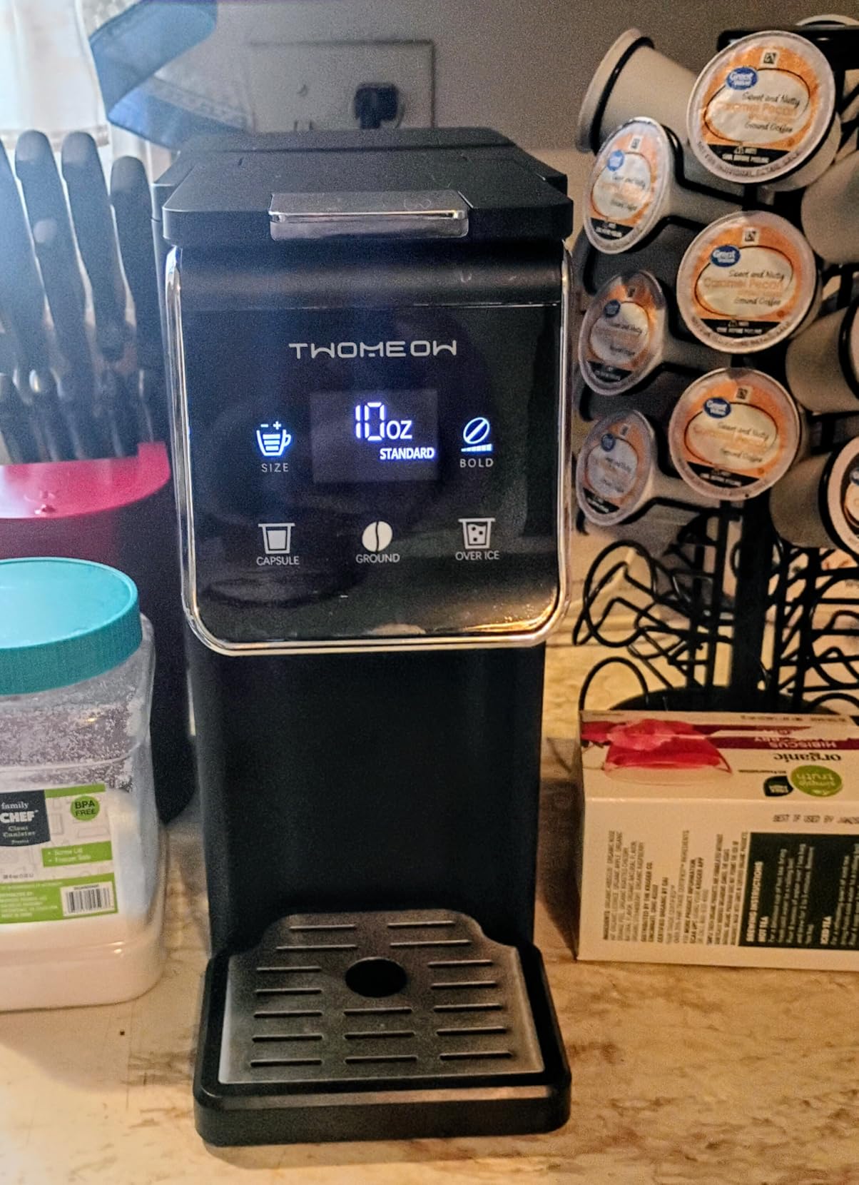 K Cup Coffee Maker With Bold Setting, Single Serve Hot & Iced Coffee Maker for K-Cup and Grounds, 52 Oz Removable Water Tank, 6 to 14oz Brew Size, Pod Coffee Machine With Reusable Filter,(Black) customer photo 1
