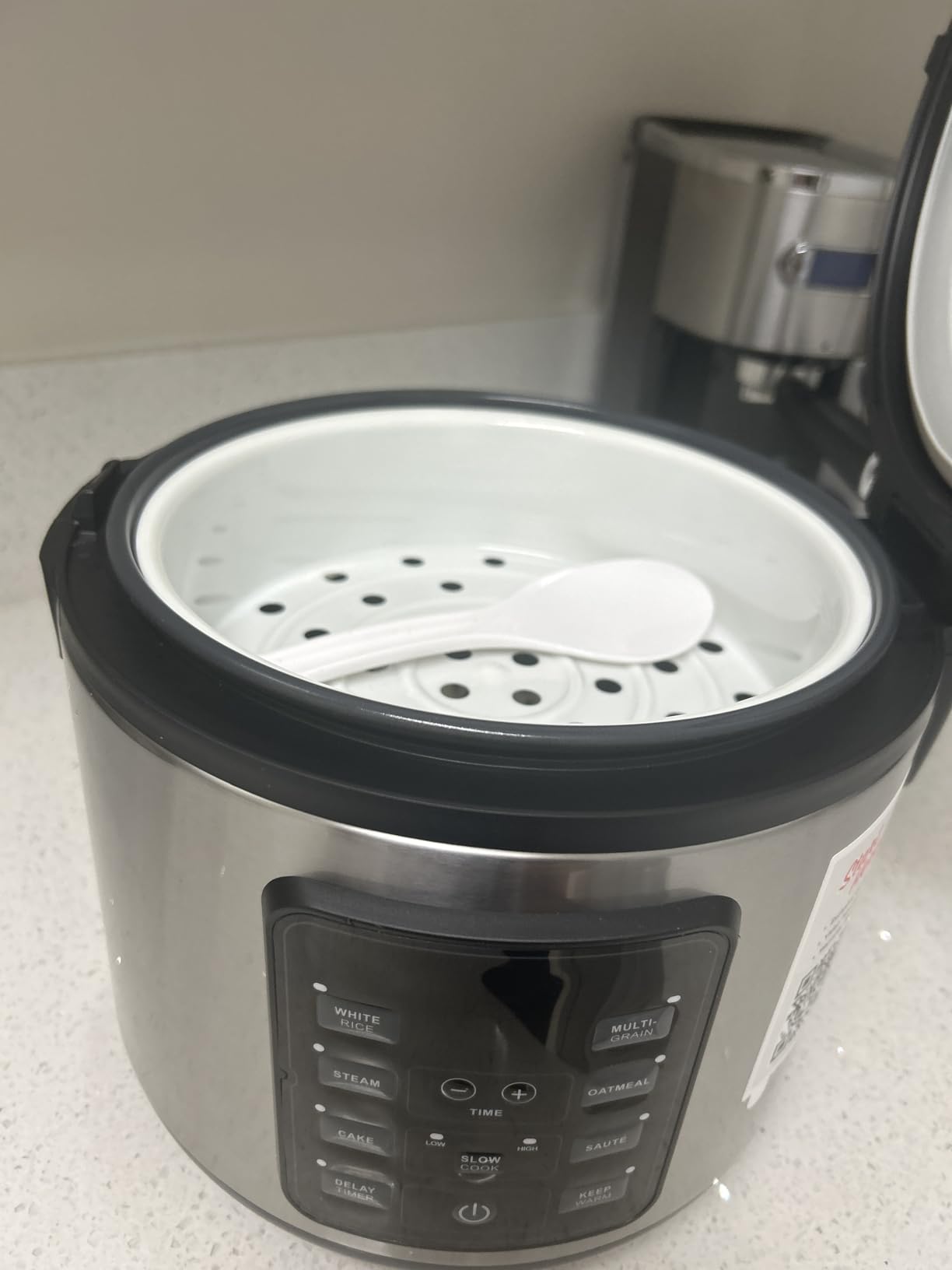 Gourmia Rice Cooker - 3 Qt Capacity, 12 Cup Cooked, 6 Cup Uncooked, Digital Controls, Grain Cooker & Steamer, Built-In Steamer Basket, Nonstick Ceramic Pot, Delay Timer, Keep Warm, Stainless Steel customer photo 1