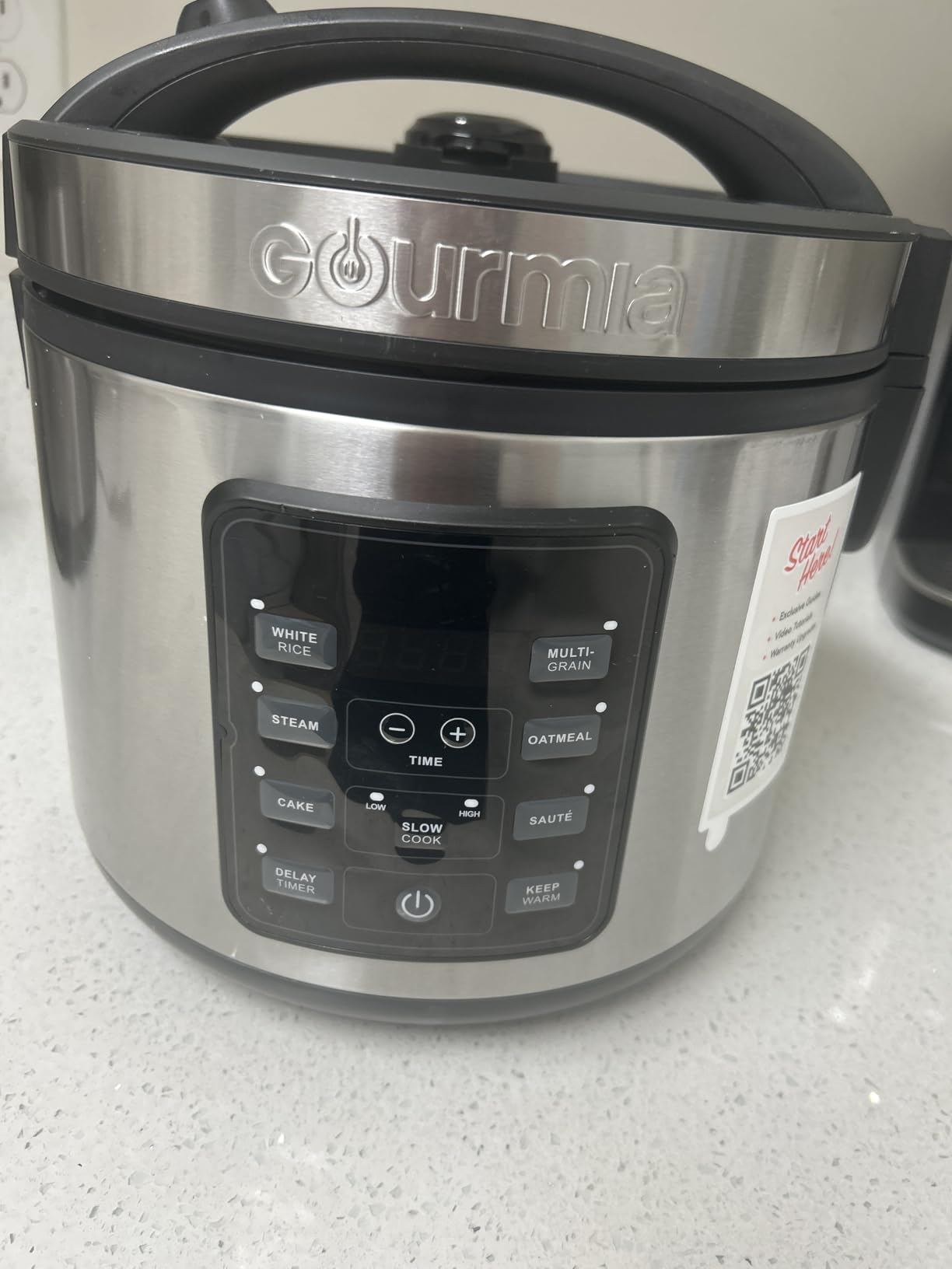 Gourmia Rice Cooker - 3 Qt Capacity, 12 Cup Cooked, 6 Cup Uncooked, Digital Controls, Grain Cooker & Steamer, Built-In Steamer Basket, Nonstick Ceramic Pot, Delay Timer, Keep Warm, Stainless Steel customer photo 2