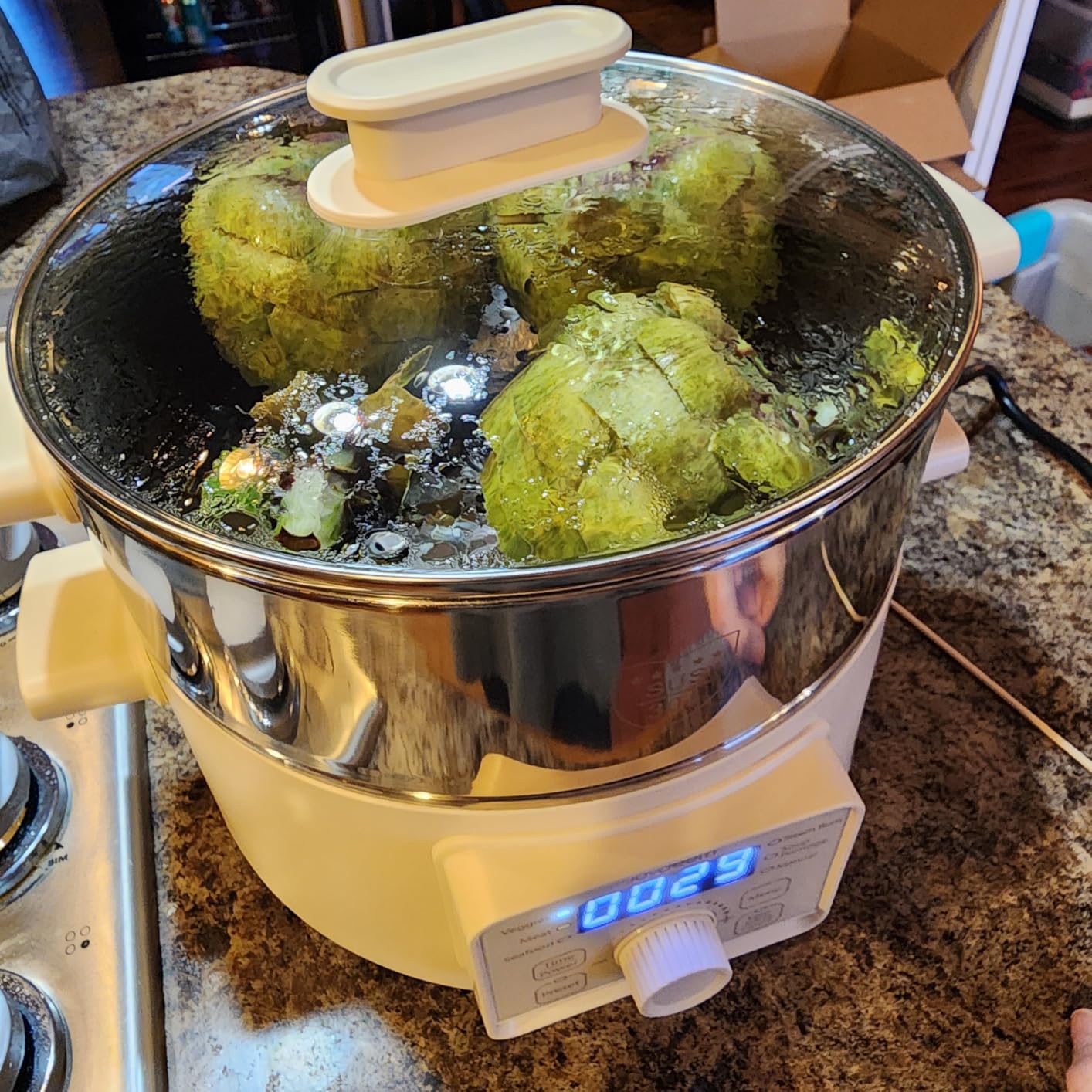 Joydeem Electric Food Steamer for Cooking, 2-Tier Stainless Steel Vegetable & Food Steamers, 13L/13.7 qt Large Capacity, DZG-A100 customer photo 1
