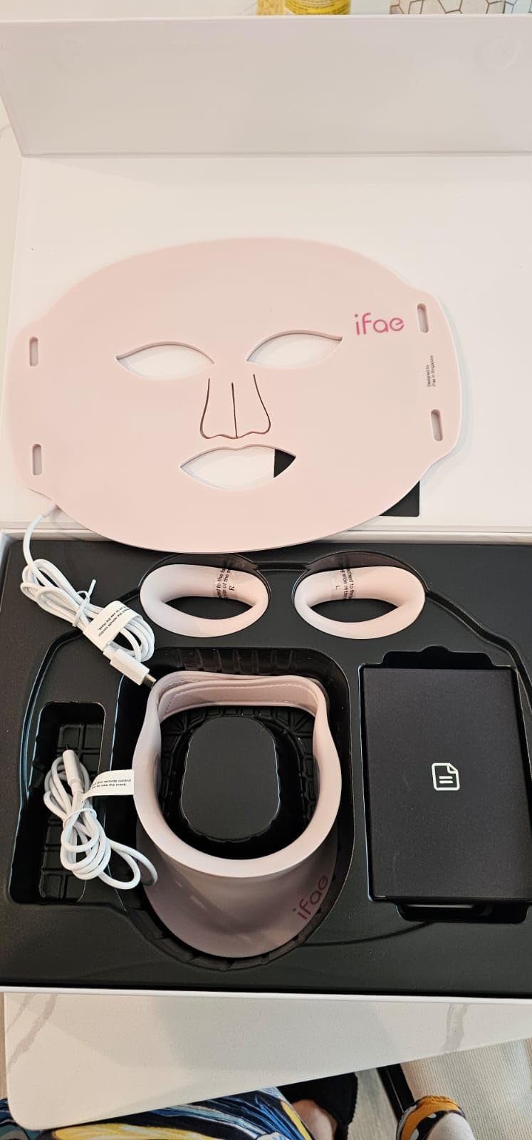 IFAE Red Light Therapy for Face and Neck, Red Light Therapy Mask with 850nm Infrared (NIR) Portable Led Face Mask with Eye Protection and Remote for True Anti-Wrinkles Skincare at Home Pink customer photo 1
