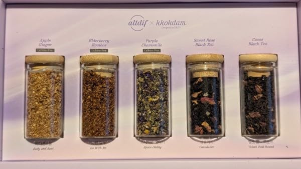 KKOKDAM Lovely Blending Tea Gift Set - Premium 5-Flavor Tea Sampler (3 Herbal & 2 Black Tea Blends) - Loose Leaf Tea Variety Pack in Glass Jars - Unique Korean Gift Box for Women, Mom & Tea Lovers customer photo 2