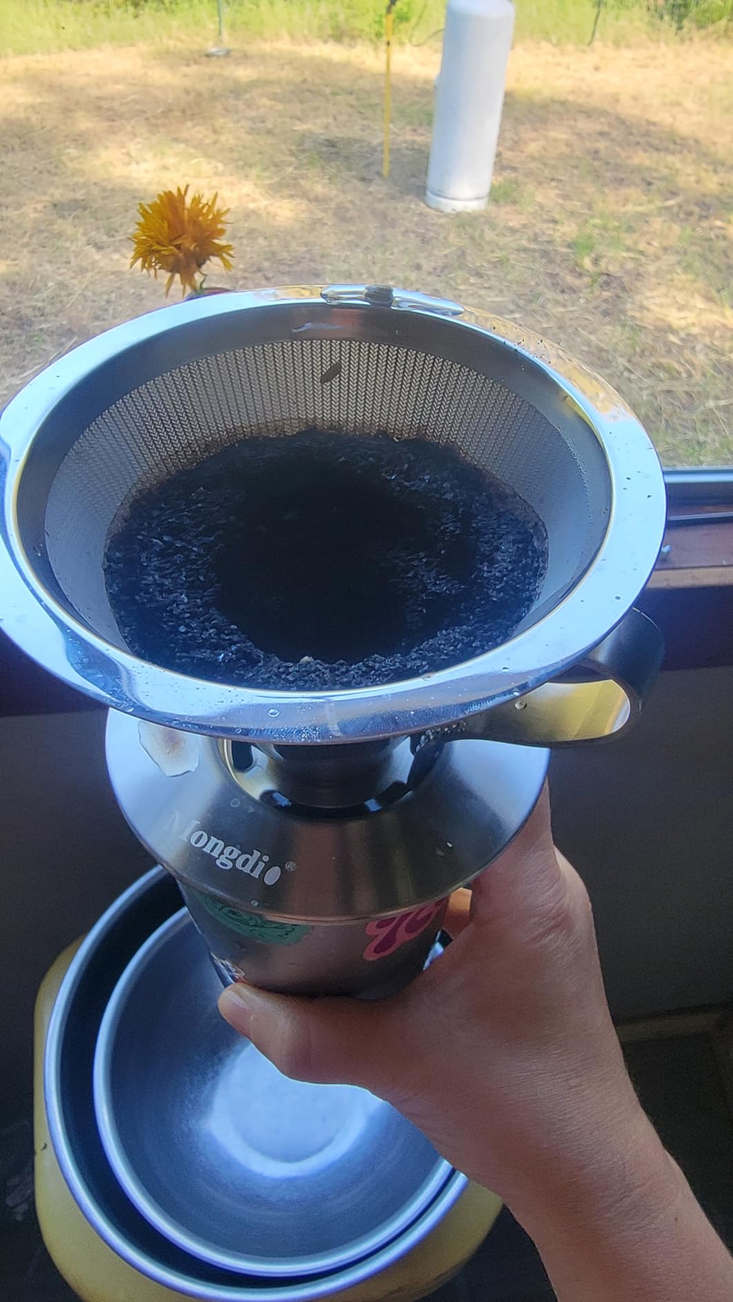 Mongdio Pour Over Coffee Dripper, Stainless Steel Coffee Dripper, Reusable Metal Coffee Filter, Double-Mesh Design, Clever Dripper with Handle, For Home, 1-4 Cups customer photo 1