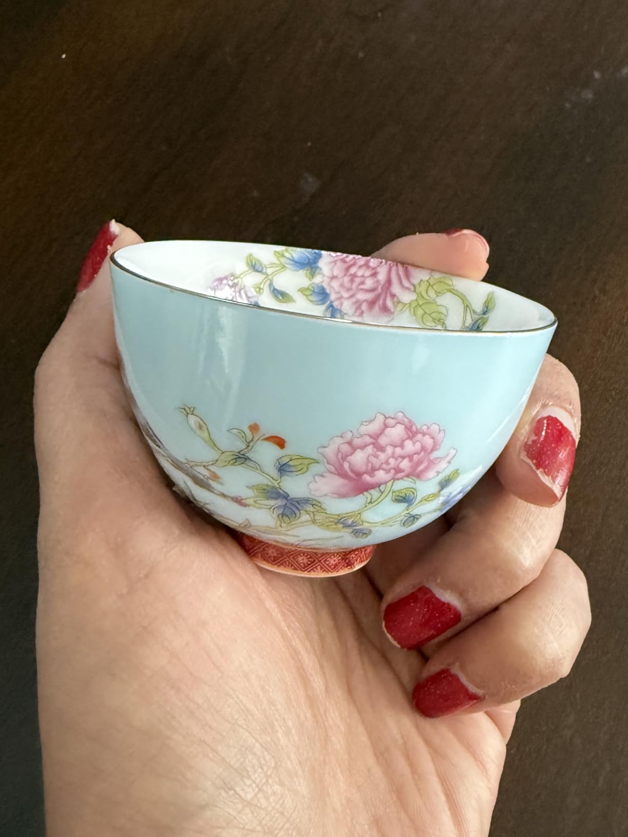 6Pcs Chinese Ceramic Tea Cup Set, Japanese Tea Cups with 6 Elegant Flower and Bird Pattern Colors, Gift Box Packaging customer photo 1
