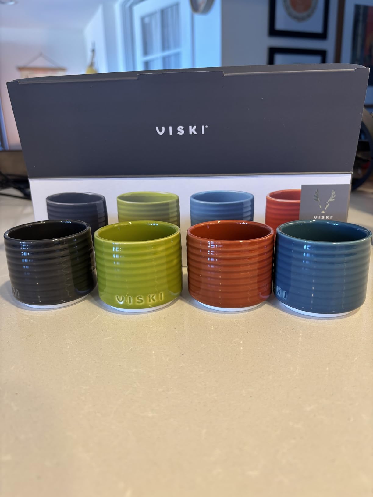 Viski Ceramic Soju Cups - Set of 4 Stacking Glasses - 4 oz Capacity Each - Colorful Modern Design - Perfect for Serving Korean Soju, Sake, and More customer photo 1