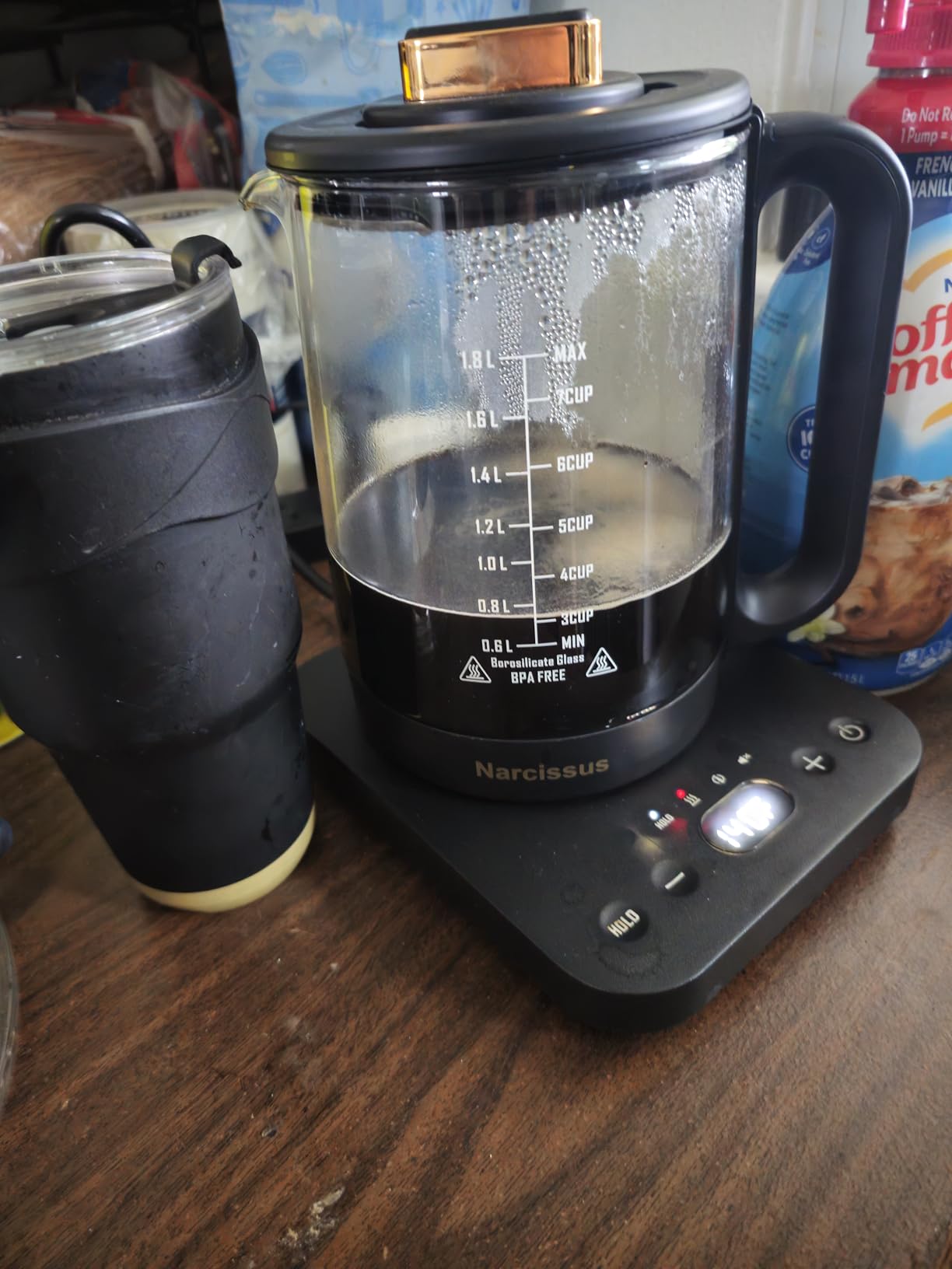 Narcissus Electric Kettle Temperature Control ±5℉, 1.8L Glass Electric Tea Kettle with Removable Infuser for Flowers & Fruit Tea, 1200W Fast Boiling, 6 Hours Keep Warming, Black customer photo 1