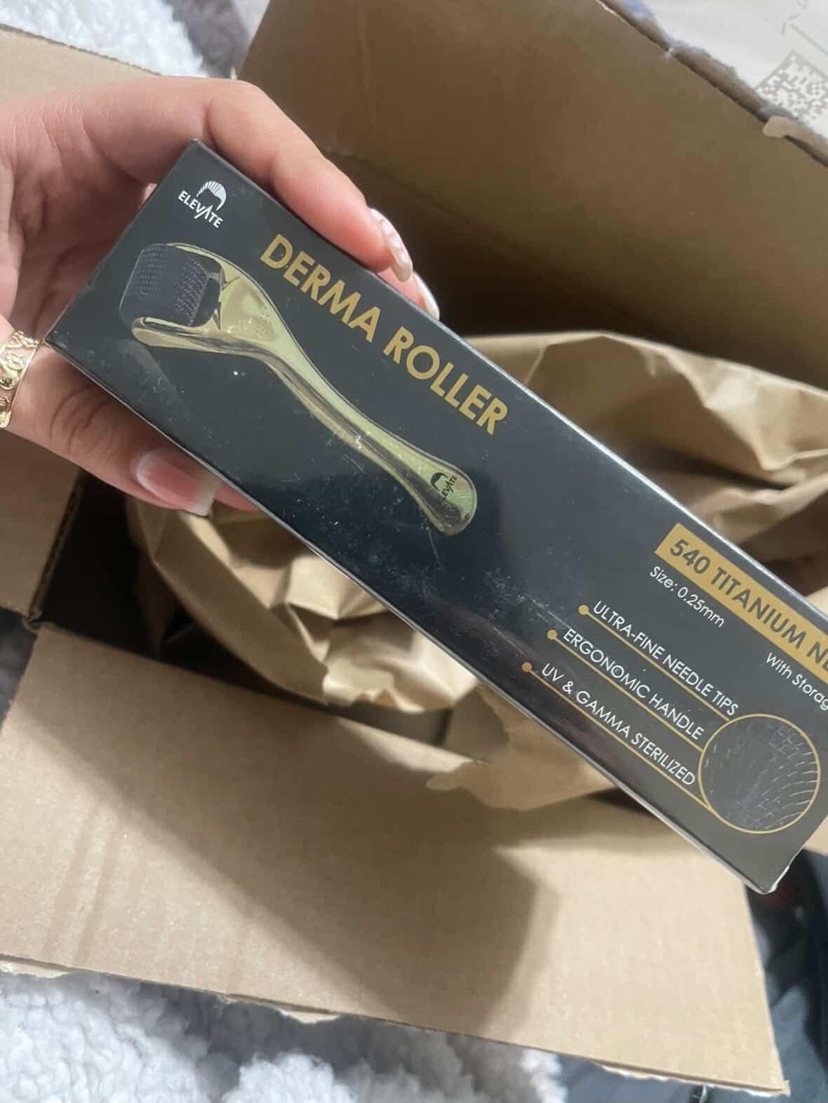 Elevate Derma Roller 0.25mm with 540 Titanium Microneedle Roller for Women & Men - Gold Roller for Face Skin Hair & Beard - Includes Storage Case customer photo 1