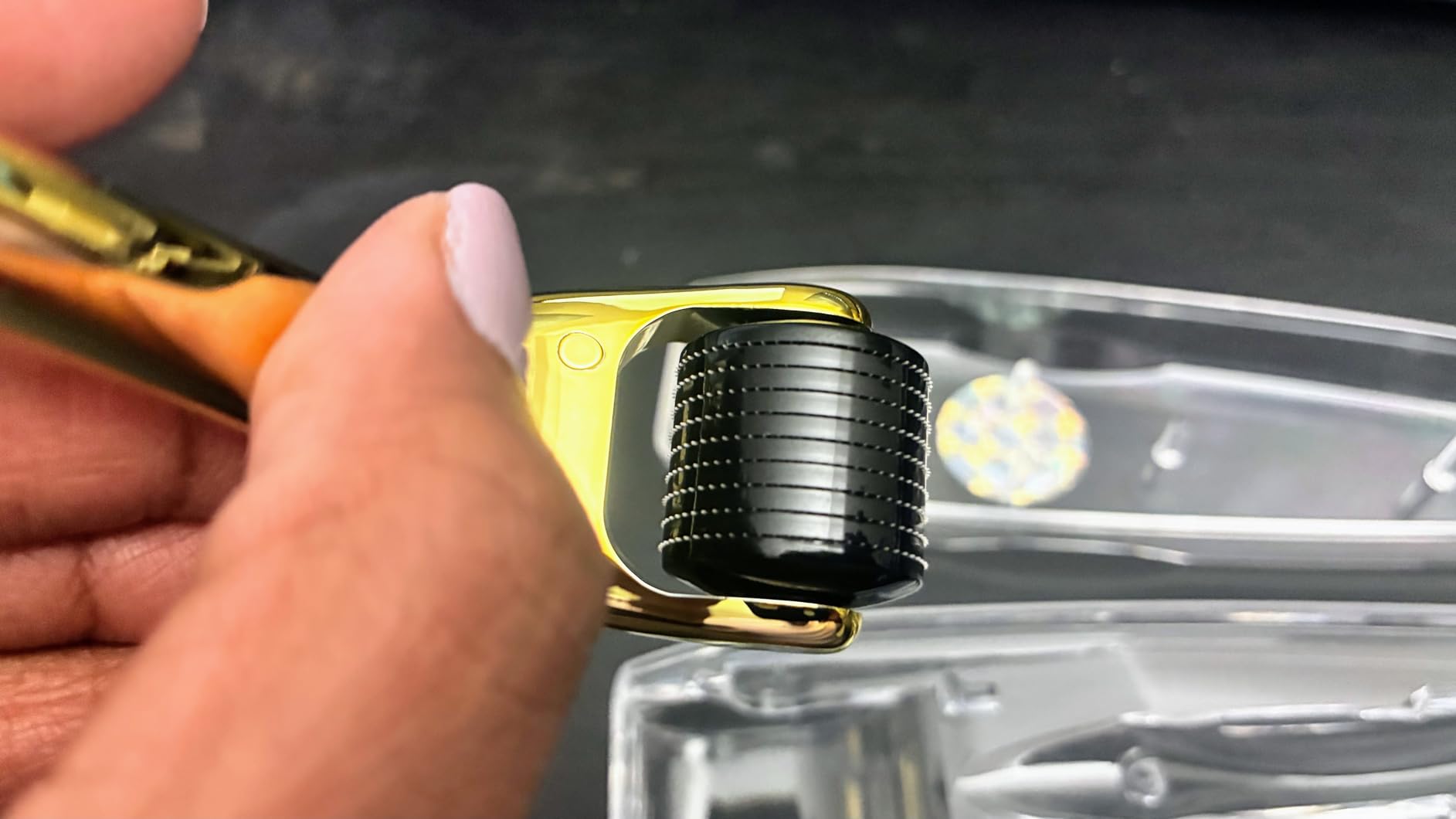 Elevate Derma Roller 0.25mm with 540 Titanium Microneedle Roller for Women & Men - Gold Roller for Face Skin Hair & Beard - Includes Storage Case customer photo 2