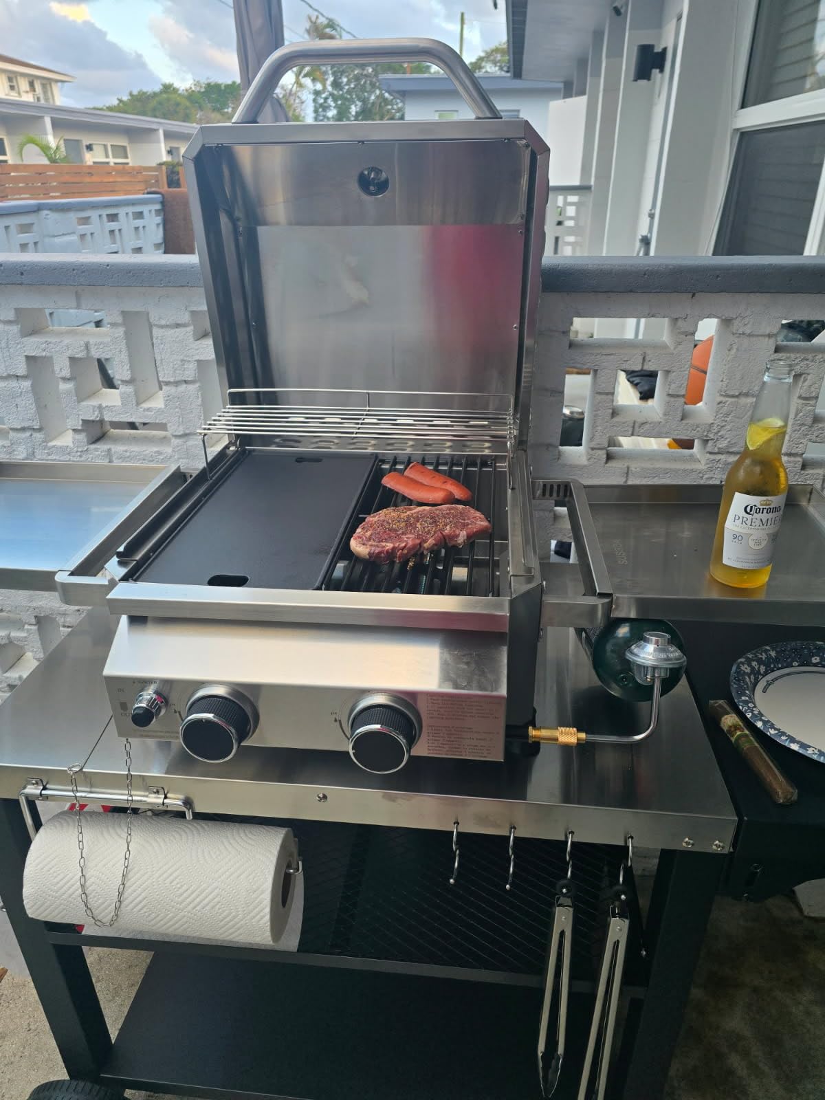 Premium 3-Burner Propane Gas Grill with Side Burner | 34,000 BTU Stainless Steel Outdoor BBQ Grill with Thermometer & Casters for Patio, Camping, Backyard customer photo 1