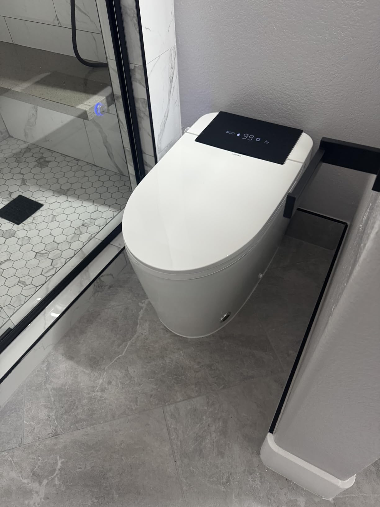 Smart Toilet with Bidet Built-In, Tankless Powerful Dual Flush, Auto Open/Close & Auto Flush, Elongated Heated Seat, Instant Warm Water & Dryer, LED Night Light & Temp Display customer photo 1
