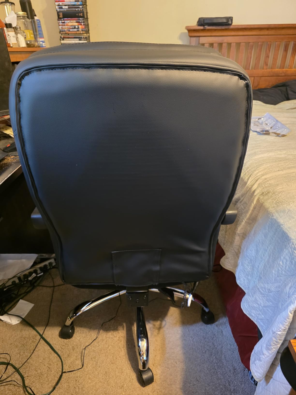 500LBS Massage Office Chair, 6 Points Vibration & Heat Executive Office Chairs, 135 Degree Reclining Comfy Desk Chair with Foot Rest, Wider & Thicker Seat Cushion, PU Leather Big and Tall Gaming Chair, Black customer photo 2