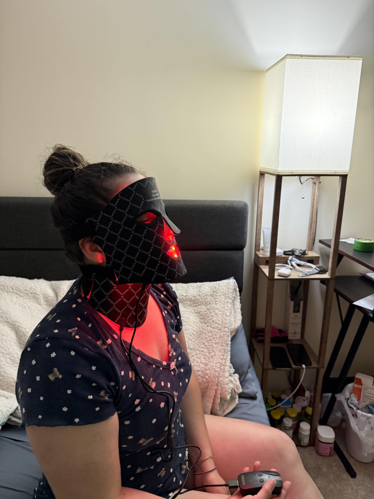 EVFOFO 7-Color LED Red Light Mask with 630nm & 850nm NIR - Red Light Therapy for Face and Neck, Promotes Refined Skin, Clarifies Blemishes & Smooths Fine Lines for Home, Work & Rest customer photo 2