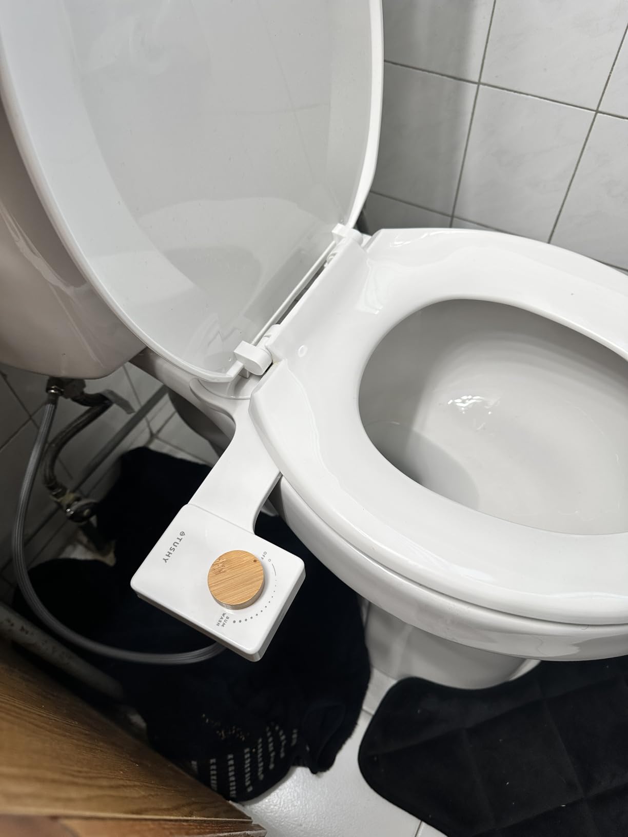 TUSHY Fresh Ultra-Slim Starter Bidet Attachment, Bamboo | Non-Electric, Cool Water Rear Wash, Adjustable Pressure, Self-Cleaning, Fits Elongated and Round Toilets, 10 Minute Install customer photo 1