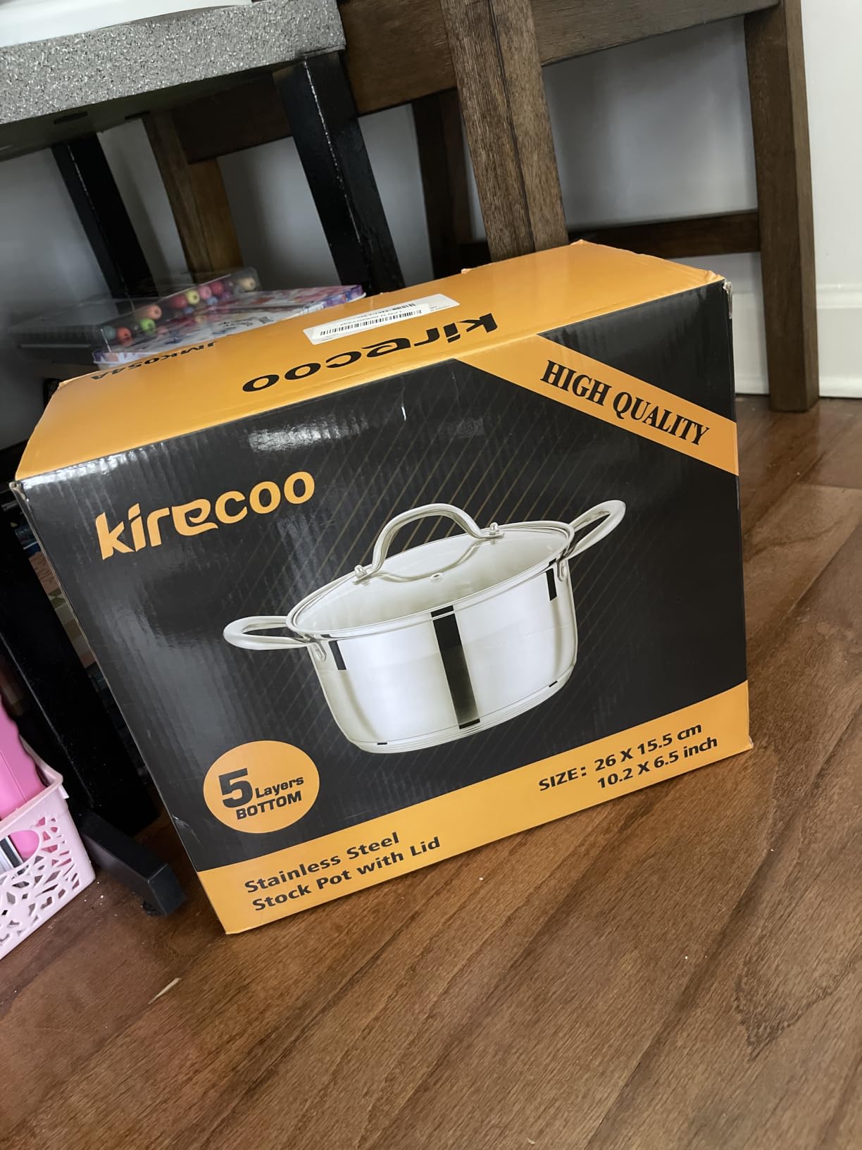 Kirecoo 8 Quart Stainless Steel Induction Stock Pot with Visible Lid | Heavy Duty, Even Heat, Thick Nonstick Base, Deep Cookware for Soup Pasta & Spaghetti, Ideal for Canning, Boiling & Simmering customer photo 1