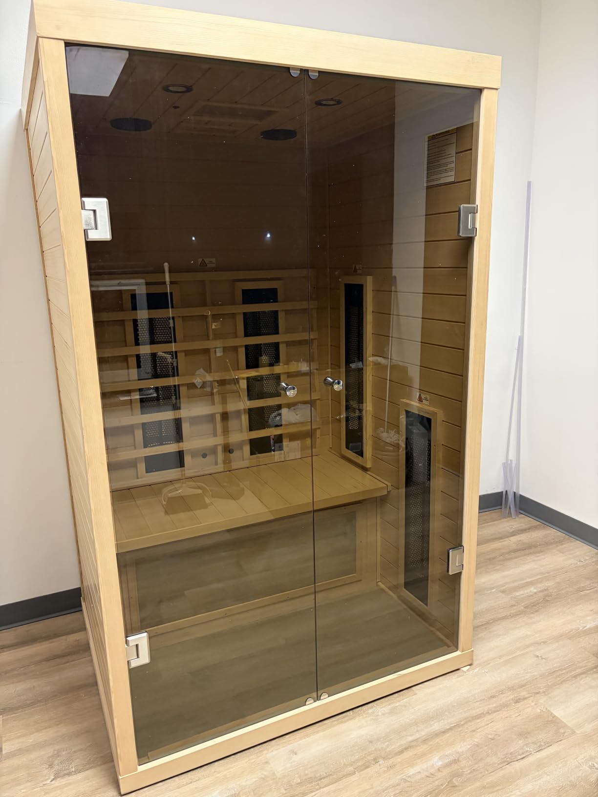 Ceramic Infrared Saunas 2 Person, Infrared Sauna with Red Light Therapy, Far & Near Infrared Sauna Indoor, Low EMF Infrared Sauna for Home, Deluxe Glass Home Sauna with Granite Backdrop customer photo 2