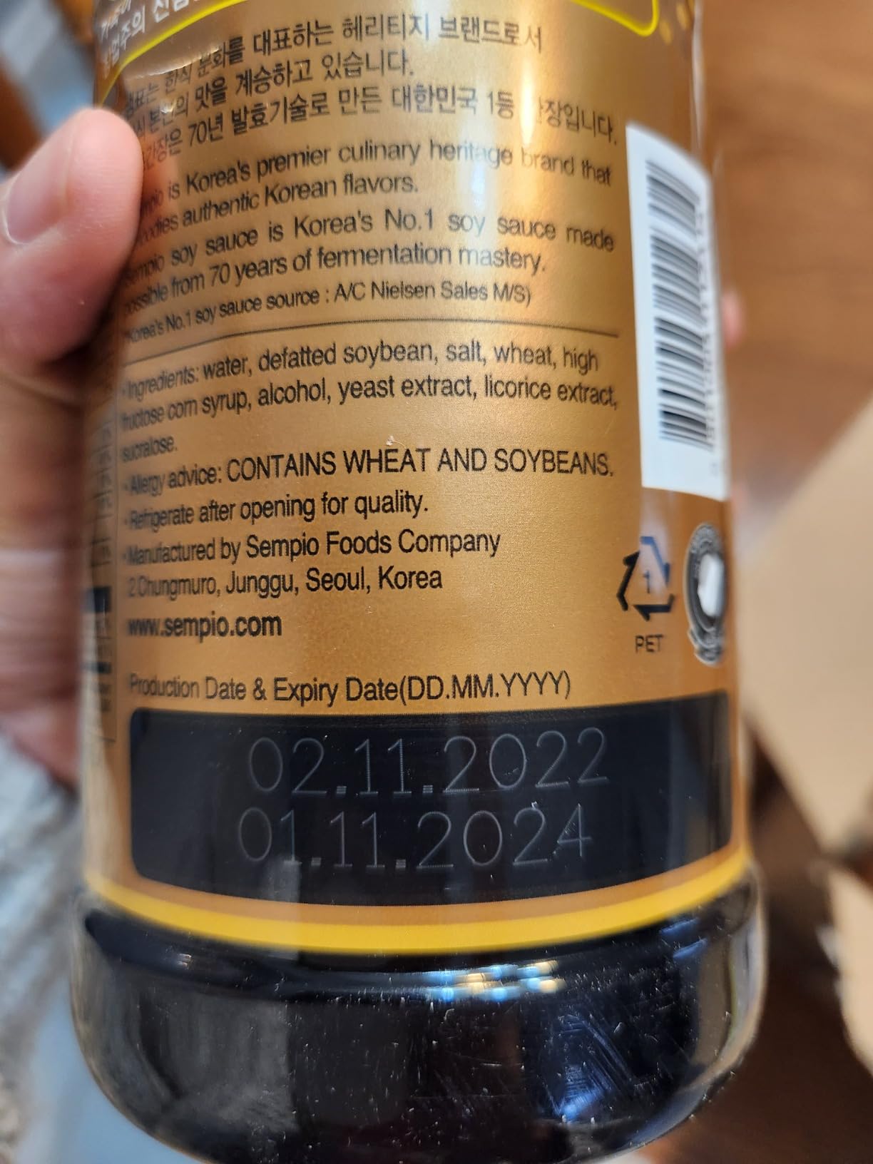 Sempio Naturally Brewed Soy Sauce: 501, 29.08 fl oz / 860mL | Smooth & Balanced Flavor, Crafted in Korea, Naturally Fermented 6 Months, Non-GMO, Kosher, Halal, Vegan customer photo 1