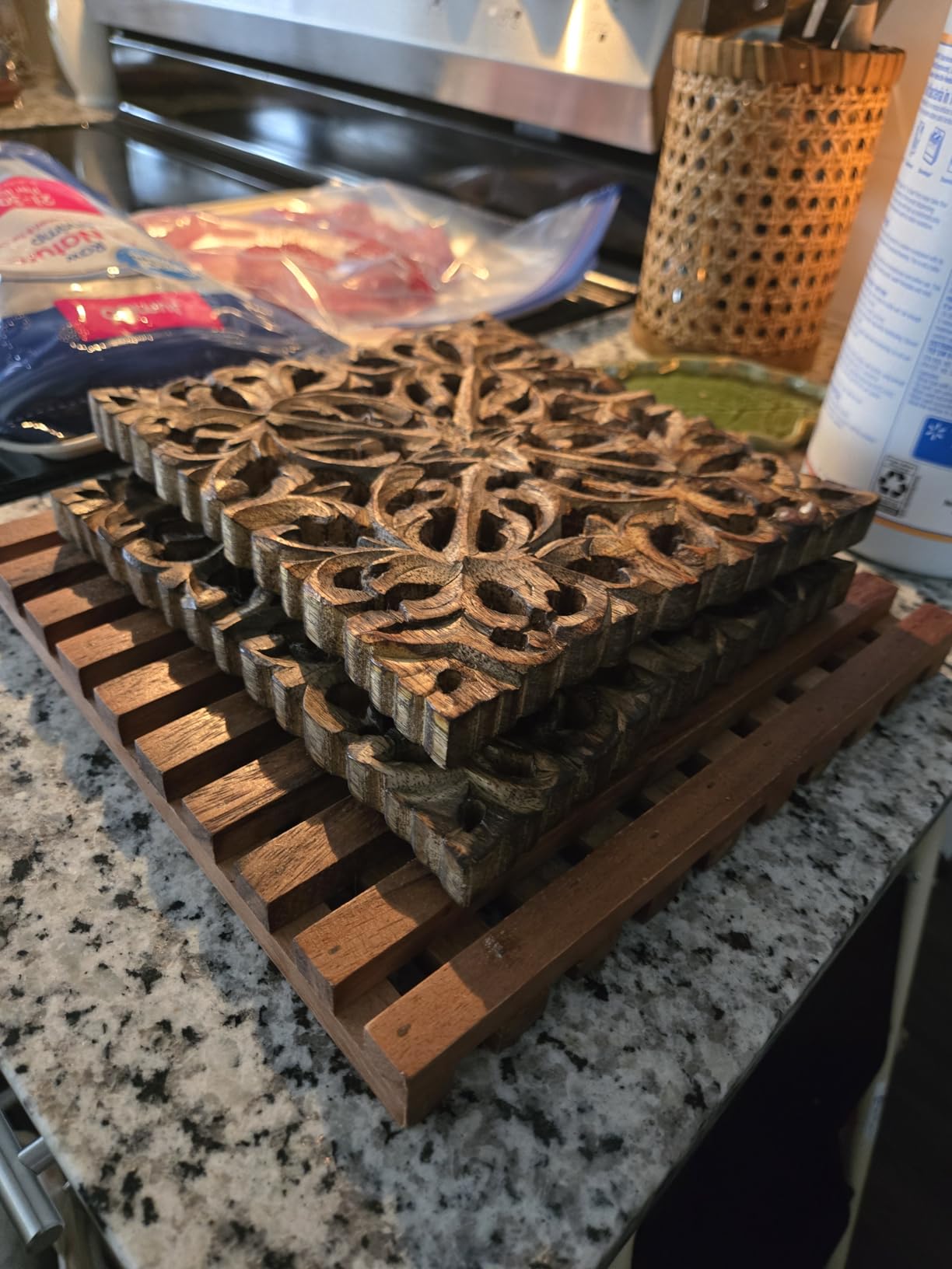 Ironwood Gourmet Venetian Trivet, 10 x 10 x 1 inches, Acacia Wood | Protect Tables & Countertops | Holds Small & Large Pots, Pans & Dishes | Beautiful Acacia Wood | Wooden Trivet For Hot Dishes customer photo 1
