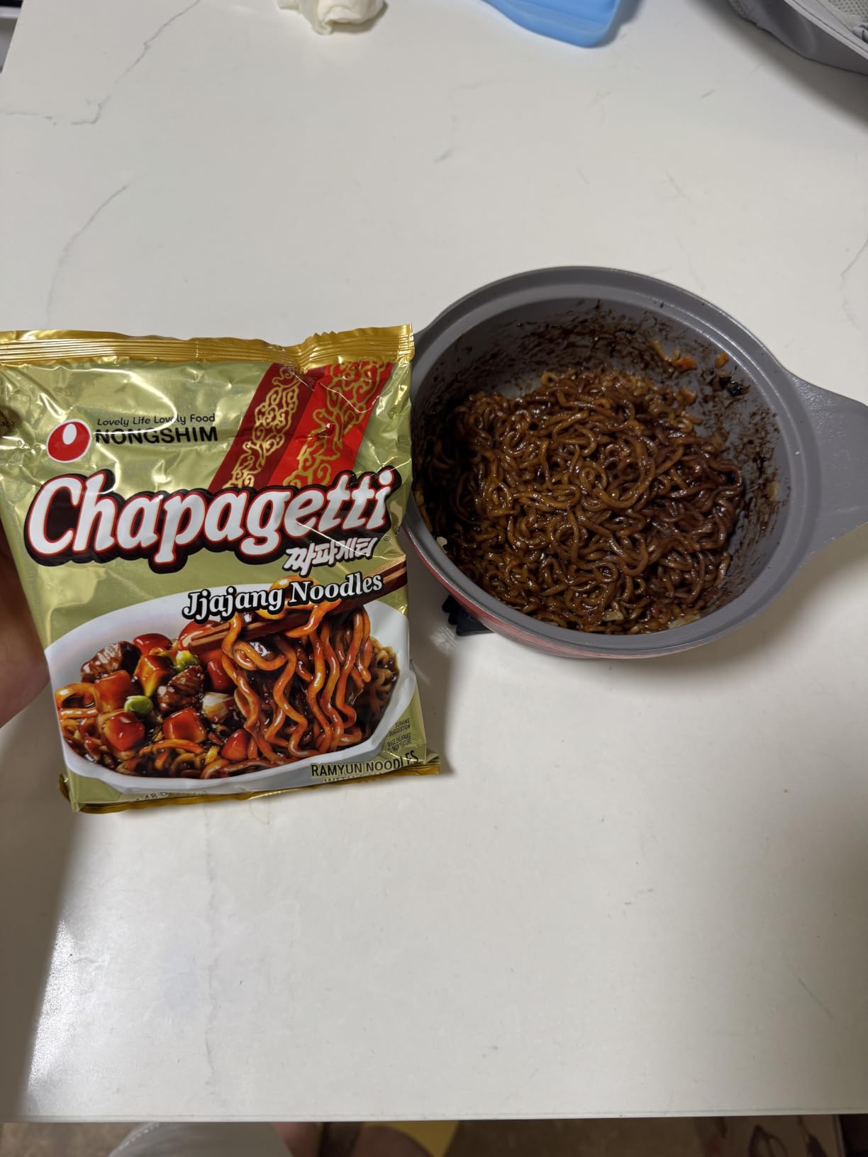 Nongshim Chapagetti, Black Bean Jajangmyeon Korean Ramen Noodles, 10 Pack customer photo 1