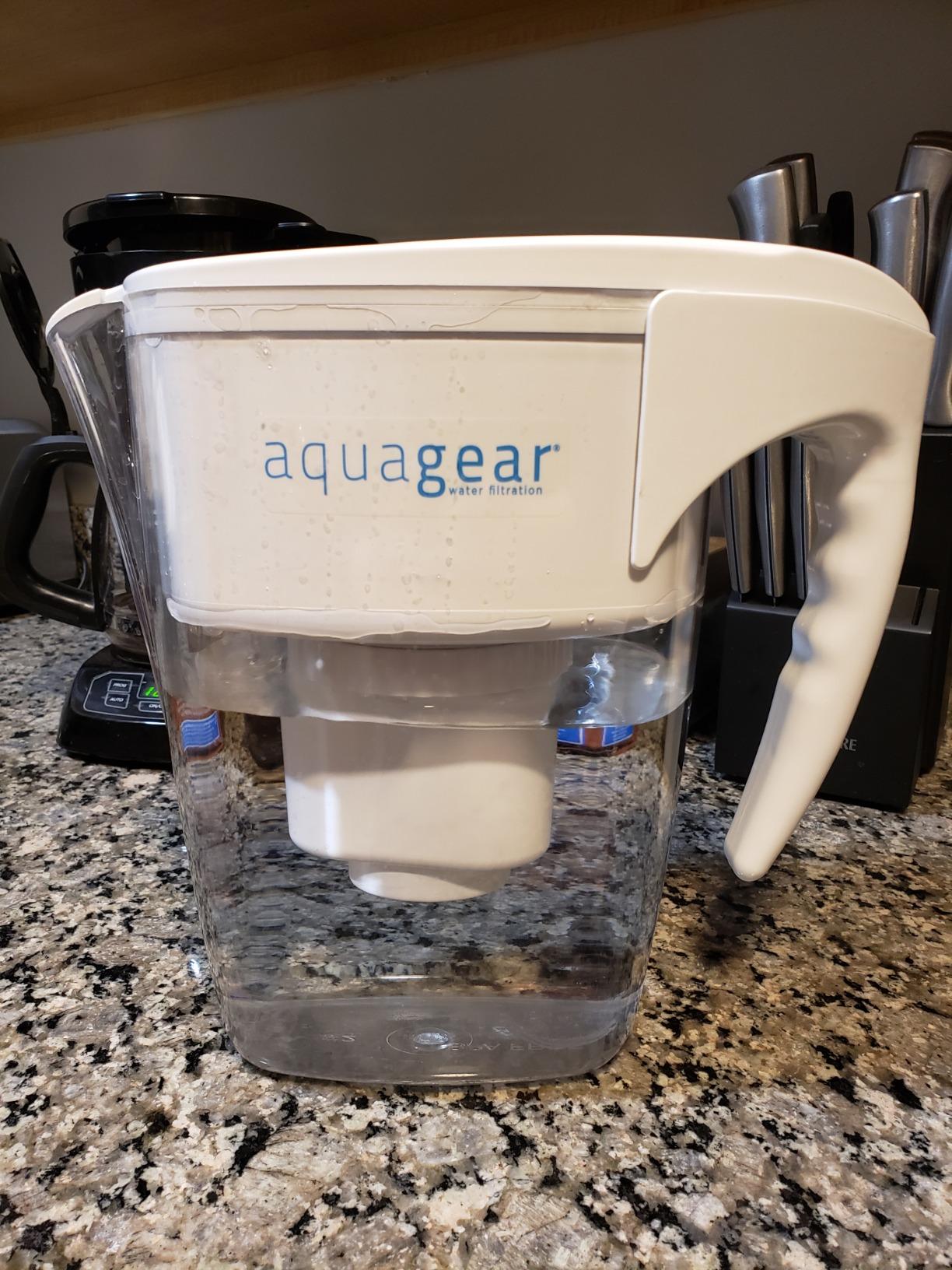 Aquagear Water Filter Pitcher - Lead, Chlorine, PFOA/PFOS, Microplastics Filter, 10 Cup, 120 Gallon Filter Life - Filter Media Made in USA customer photo 1