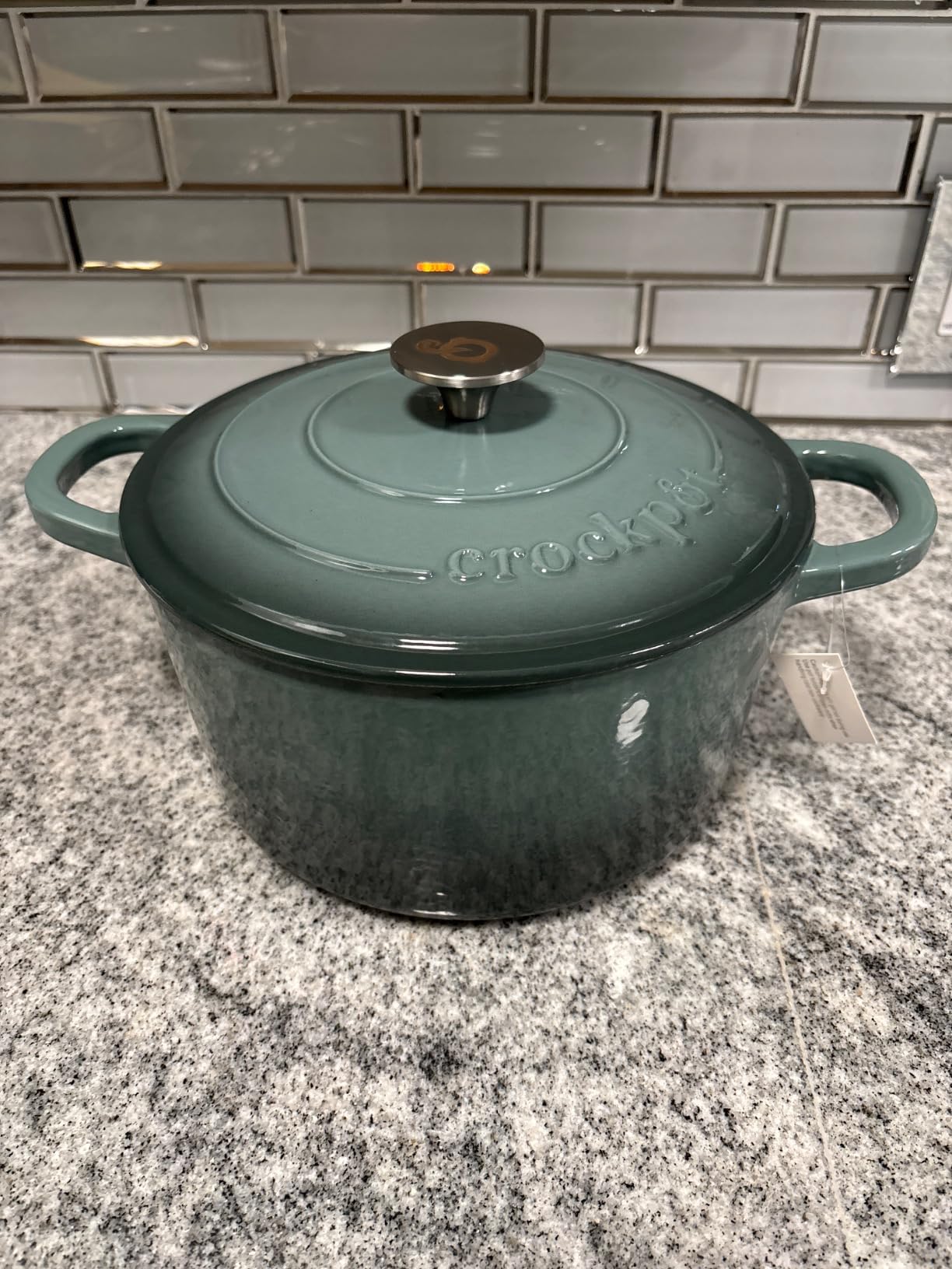 Crock Pot Artisan 5-Quart Round Enameled Cast Iron Dutch Oven - Slate Gray, Heavy-Duty Cookware for Slow Cooking, Roasting, Baking with Lid customer photo 1