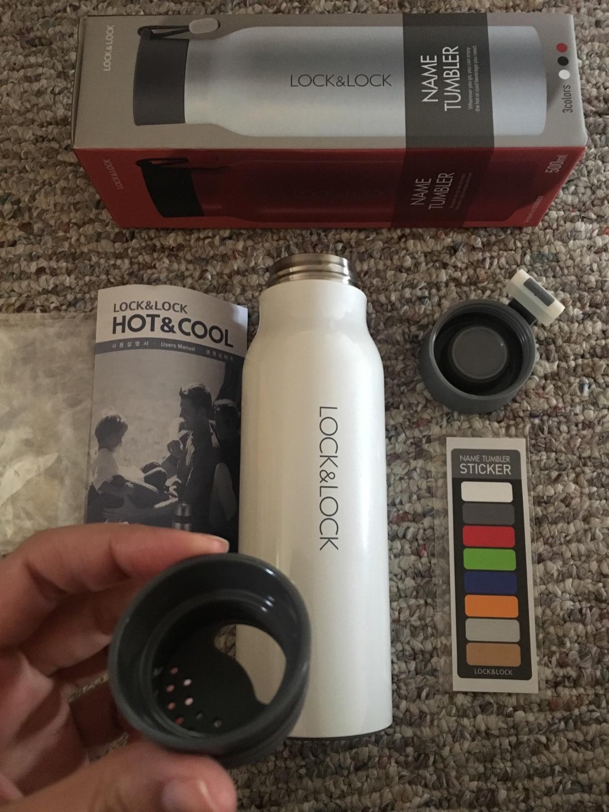 LOCK & LOCK Name Stainless Steel Vacuum Insulated Thermal Travel Mug, 17 oz (White) customer photo 2