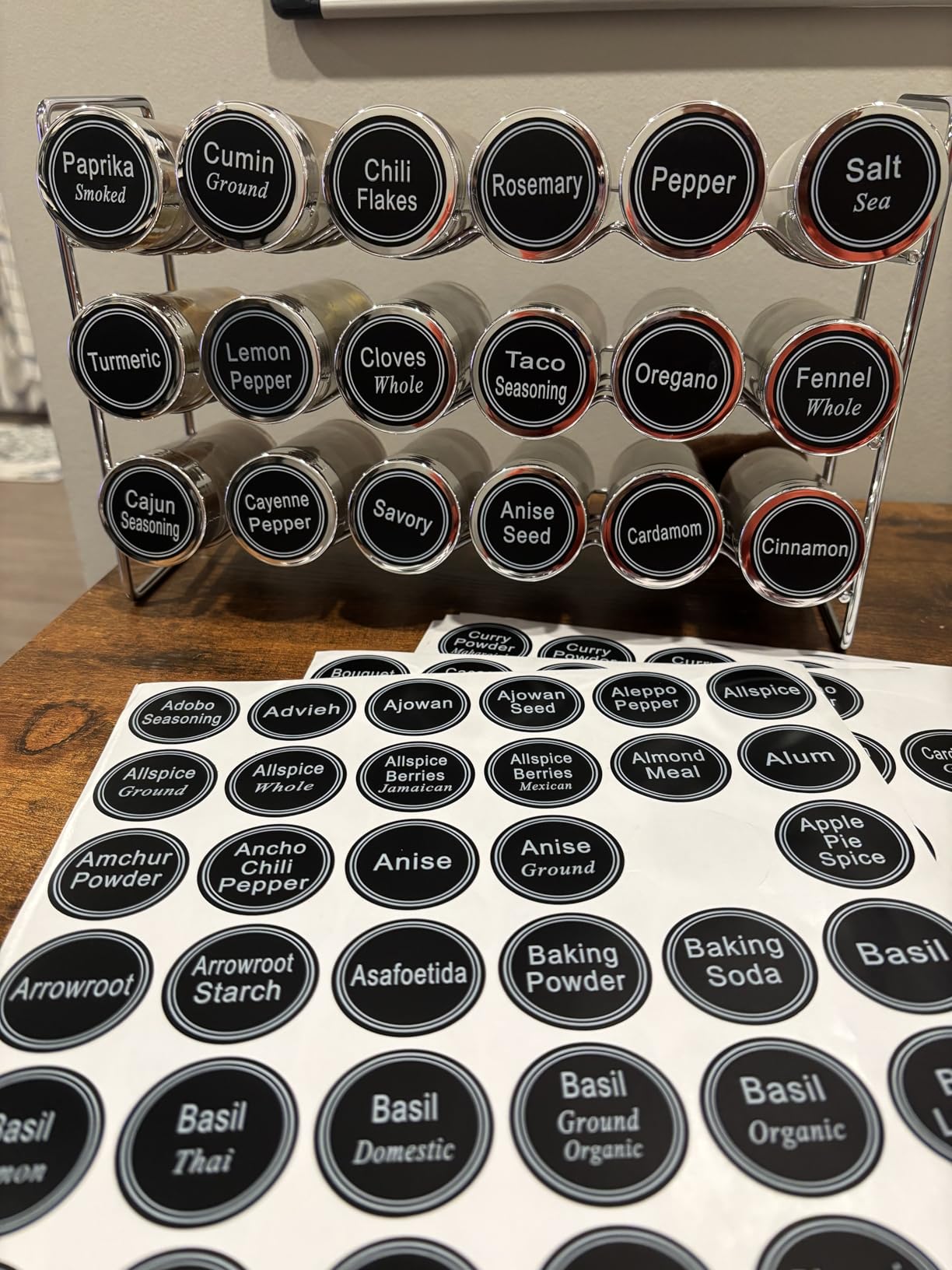 SWOMMOLY 771 Printed Spice Jar Labels with Extra Write-on Labels, Chalk Pen | Chalkboard Spice Labels Kit Including 340 Pre-Printed, 56 Blank, 15 Pantry Stickers and 360 Transparent Spice Labels Set customer photo 2