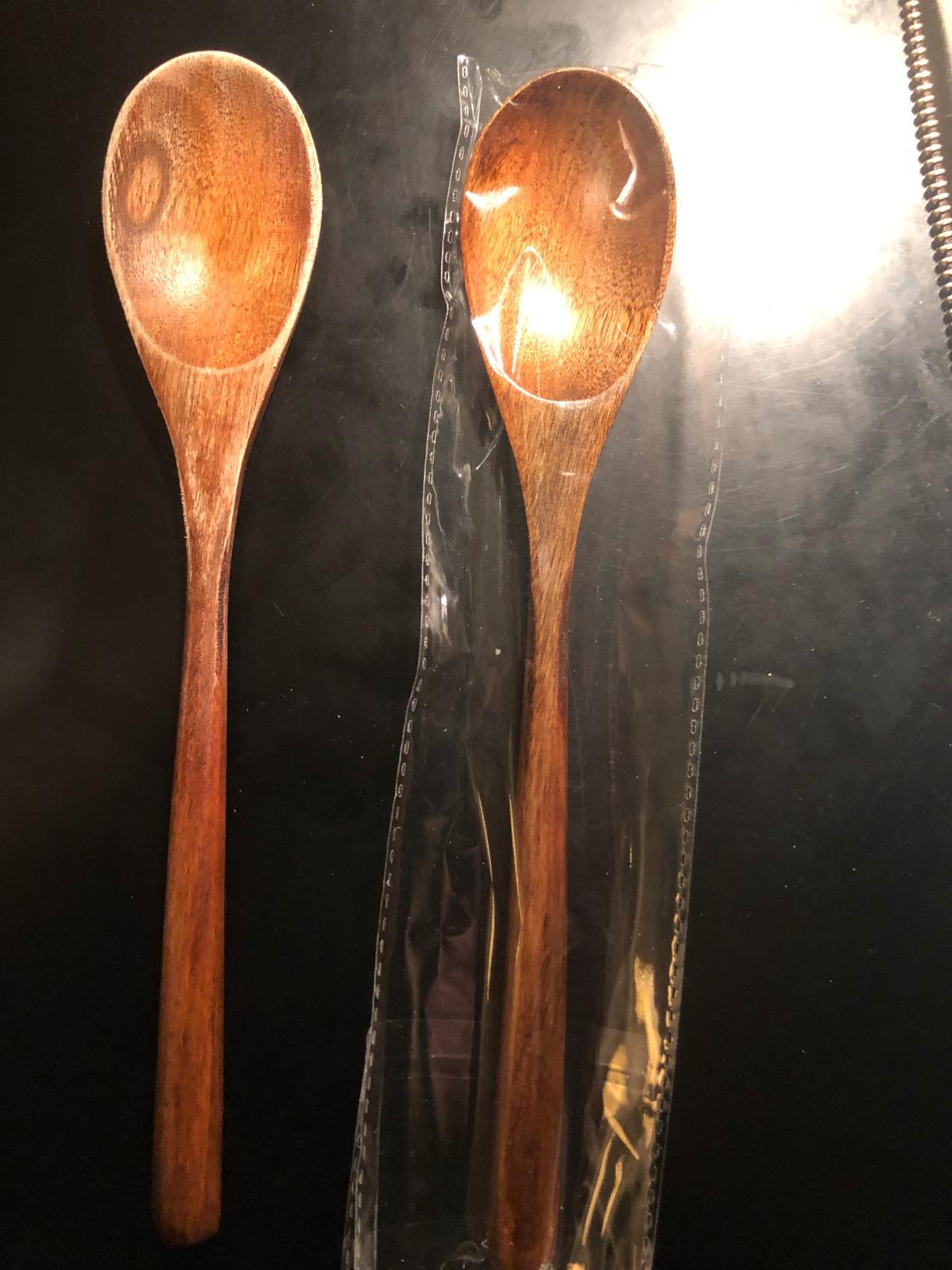 Korean Wooden Spoons for Eating, ADLORYEA 9 Inch Small Wood Spoons Set of 6 | Smooth natural wooden construction is gentle on non-stick cookware. Japanese style works great for daily meals and stirring customer photo 1