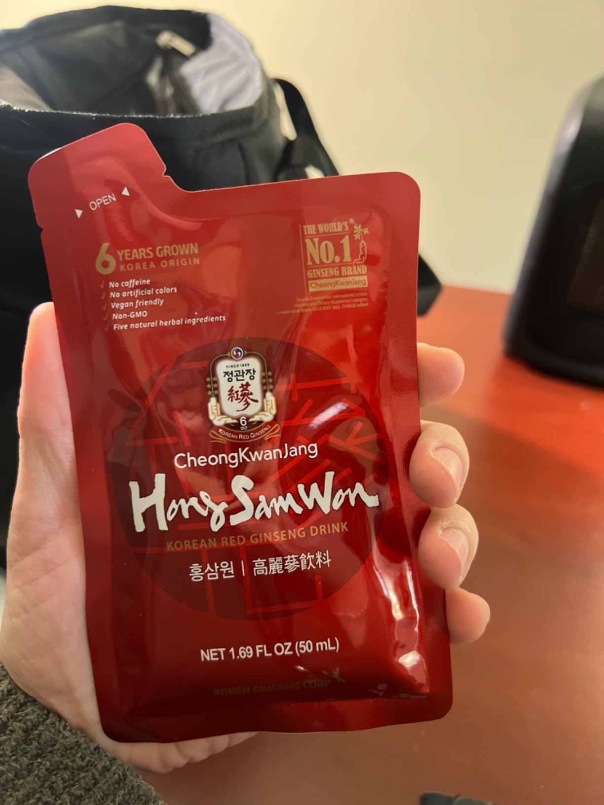 Jung Kwan Jang Hong Sam Won Korean Red Ginseng Herbal Drink (20 Count) | Natural Energy Booster Drink, Pre Workout Support, Korean Red Ginseng, Jujube Ginger Cinnamon Goji Berry, Vegan Friendly customer photo 1