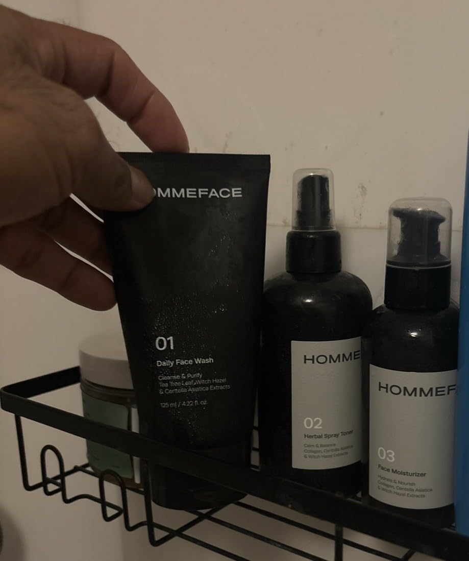 HOMMEFACE Men's Daily Trio 3-Step Daily Routine Set with Face Wash, Herbal Spray Toner & Moisturizer - Korean Skincare Technology with CICA, Tea Tree Leaf & Witch Hazel Extracts, for All Skin Types customer photo 1