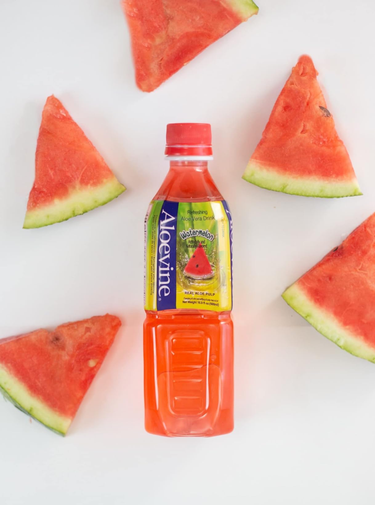 Aloevine Korean Aloe Vera Juice Drink with Real Aloe Pulp, Watermelon Flavor, Ready-to-Drink Plant-Based Beverage, 16.9 Fl Oz Bottles (Pack of 10) customer photo 2