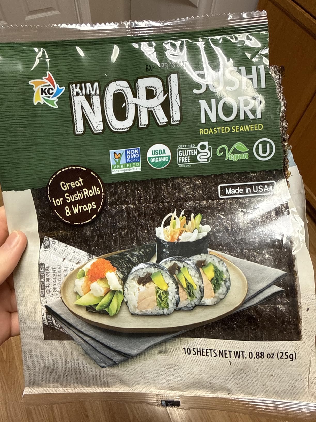 Kimnori Organic Roasted Seaweed Sushi Nori Sheets (30 Sheets, 3-Pack) - Professional Grade Full Size Nori for Sushi & Kimbap customer photo 1