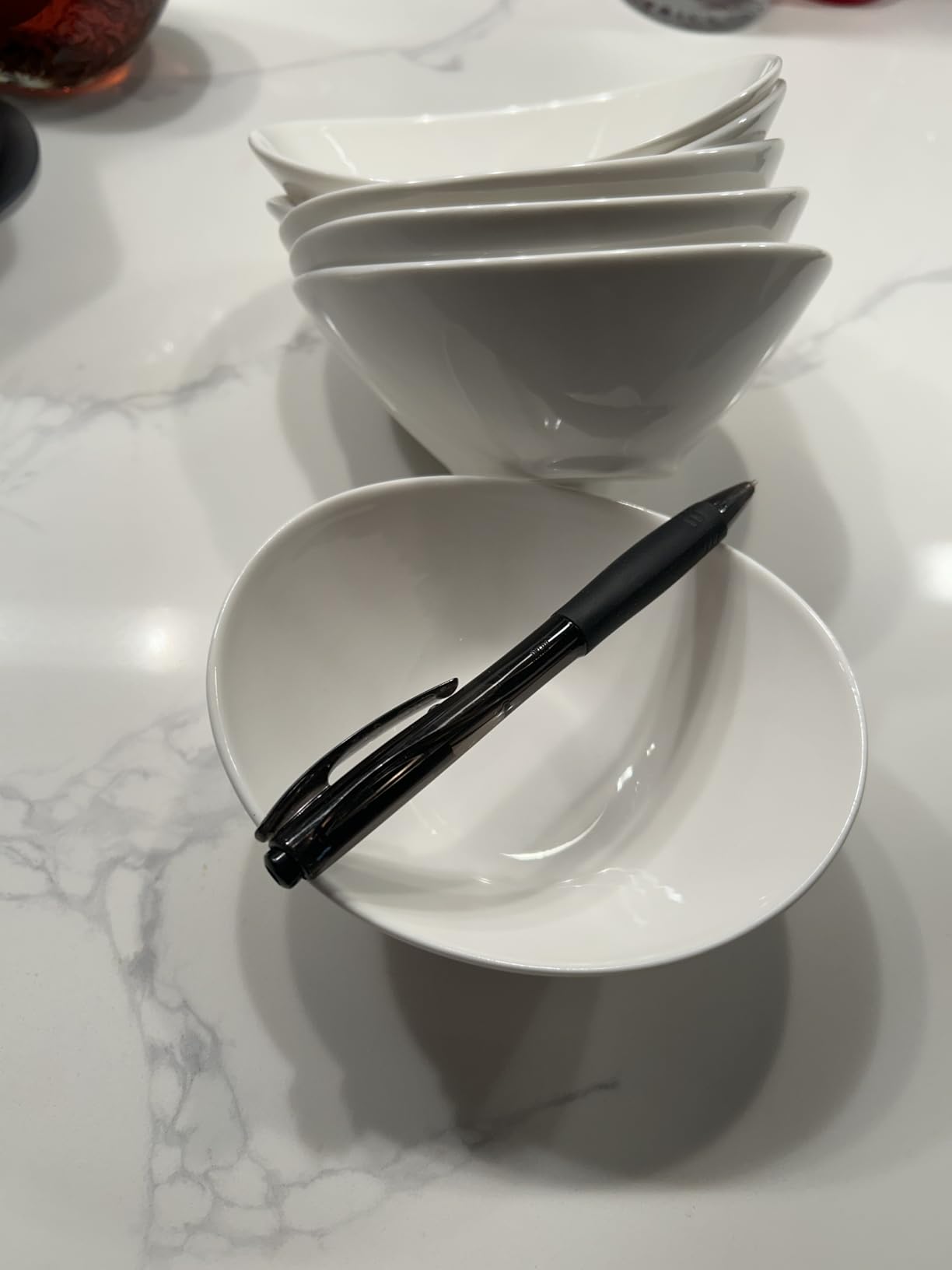 Teocera 5 Inch Porcelain Small Bowls Set, 6 Ounce small serving bowls for Dessert, Ice Cream, Snack, Dipping, Side Dishes, Microwave & Dishwasher Safe- White customer photo 2