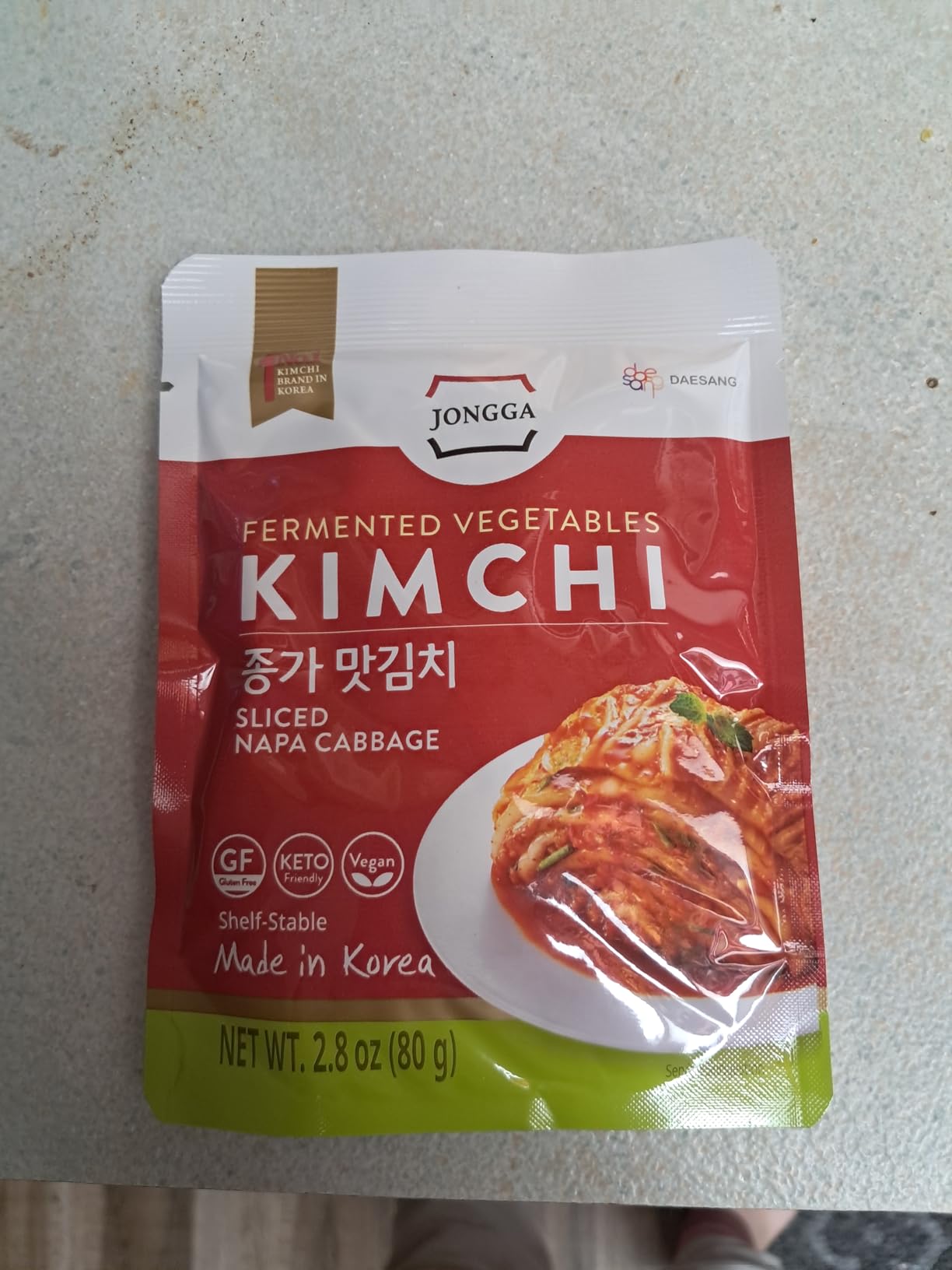 Spicy Premium Fermented Kimchi Napa Cabbage [ FUN SIZE Pouch Pack of 8] - [Original] - (Gluten Free / KETO / Vegan) | 0 Fat/ 0 Sugar/ 0 Cholesterol | Long Shelf Life | Perfect for Ramen & Stir-Fries - JONGGA customer photo 2