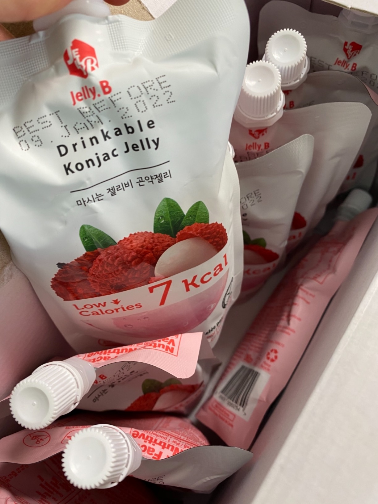 JELLY B Drinkable Konjac Jelly (10 Packs of 150ml) - 0 Gram Sugar, Only 7 kcal Each Packets (Lychee) customer photo 1