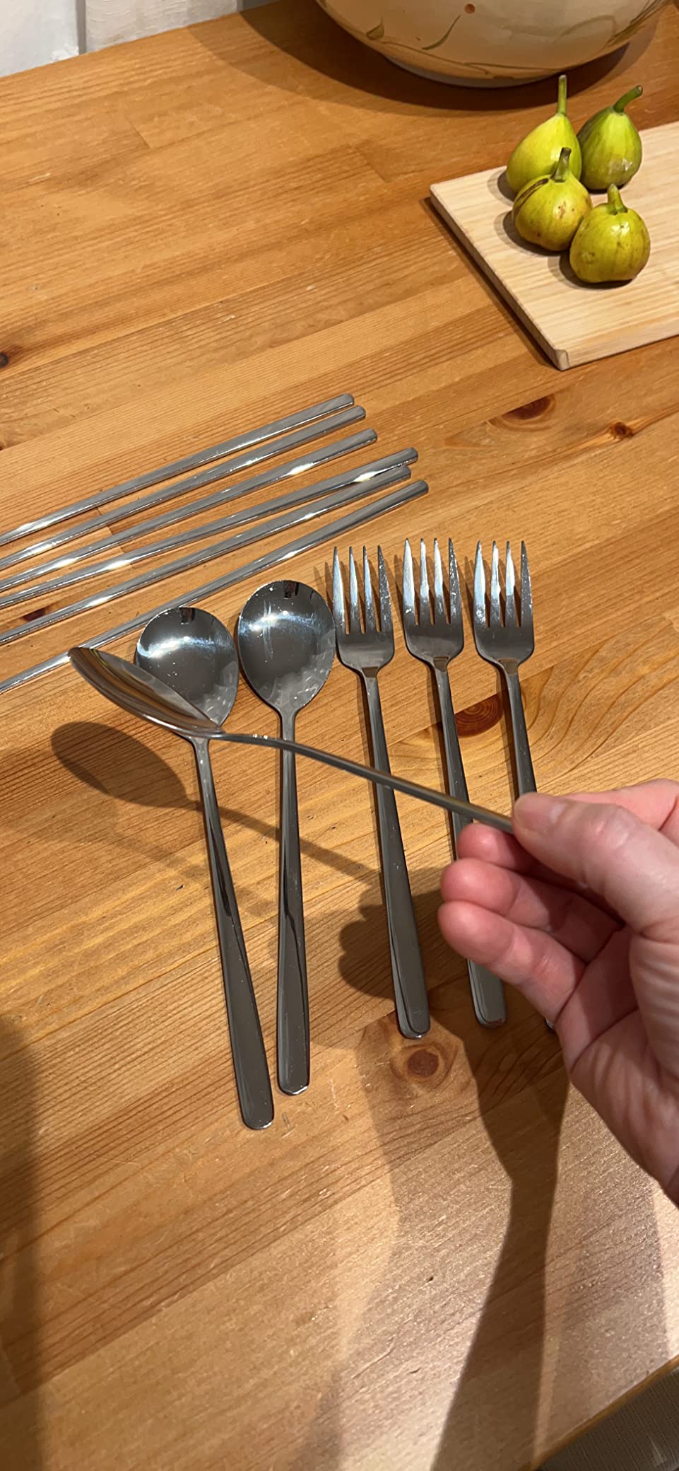 IQCWOOD Stainless Steel Chopsticks Forks and Spoons Flatware Set of 3 | Korean Utensil Set, Silverware customer photo 2