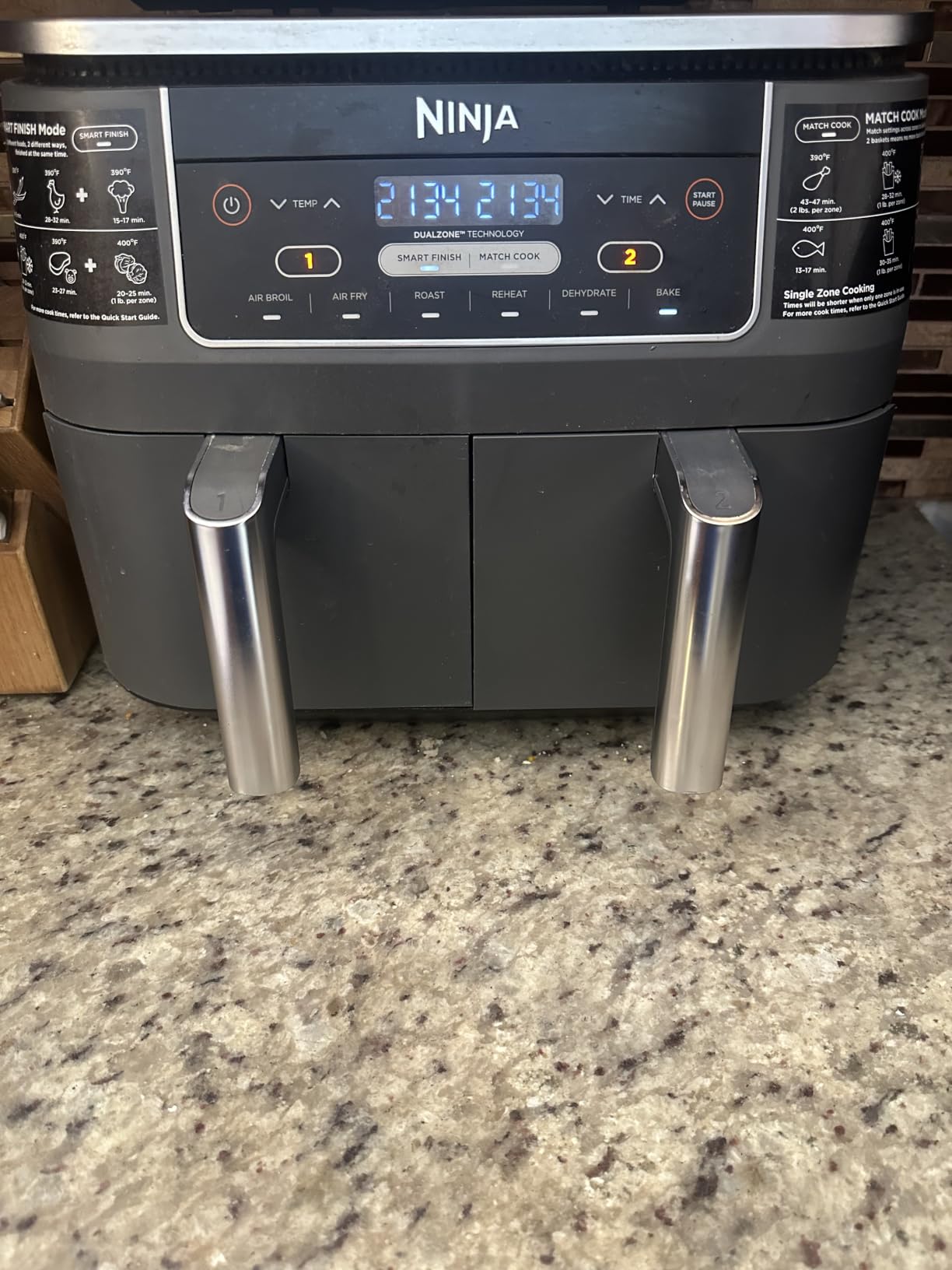 Ninja DZ201 Foodi 8 Quart 6-in-1 DualZone 2-Basket Air Fryer with 2 Independent Frying Baskets, Match Cook & Smart Finish to Roast, Broil, Dehydrate & More for Quick, Easy Meals, Grey customer photo 1