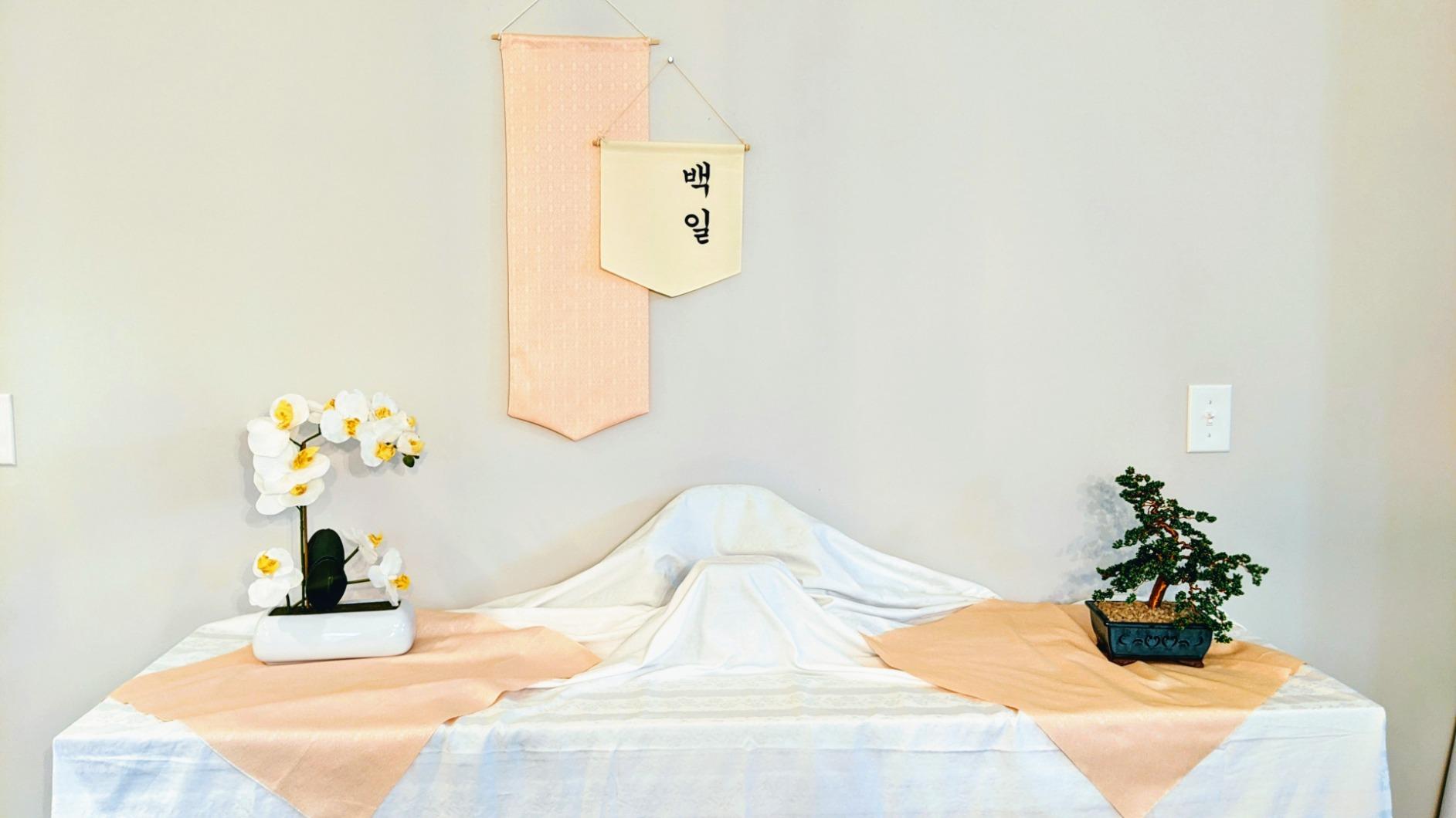 Korean First Birthday Canvas Banner Dohl Decoration Baby Party Decor | Korean Dohl Tradition, 9.72 x 10.6 Inch Size, Durable Canvas Fabric, Includes Hanging Rope, Baby Milestone Decor customer photo 2