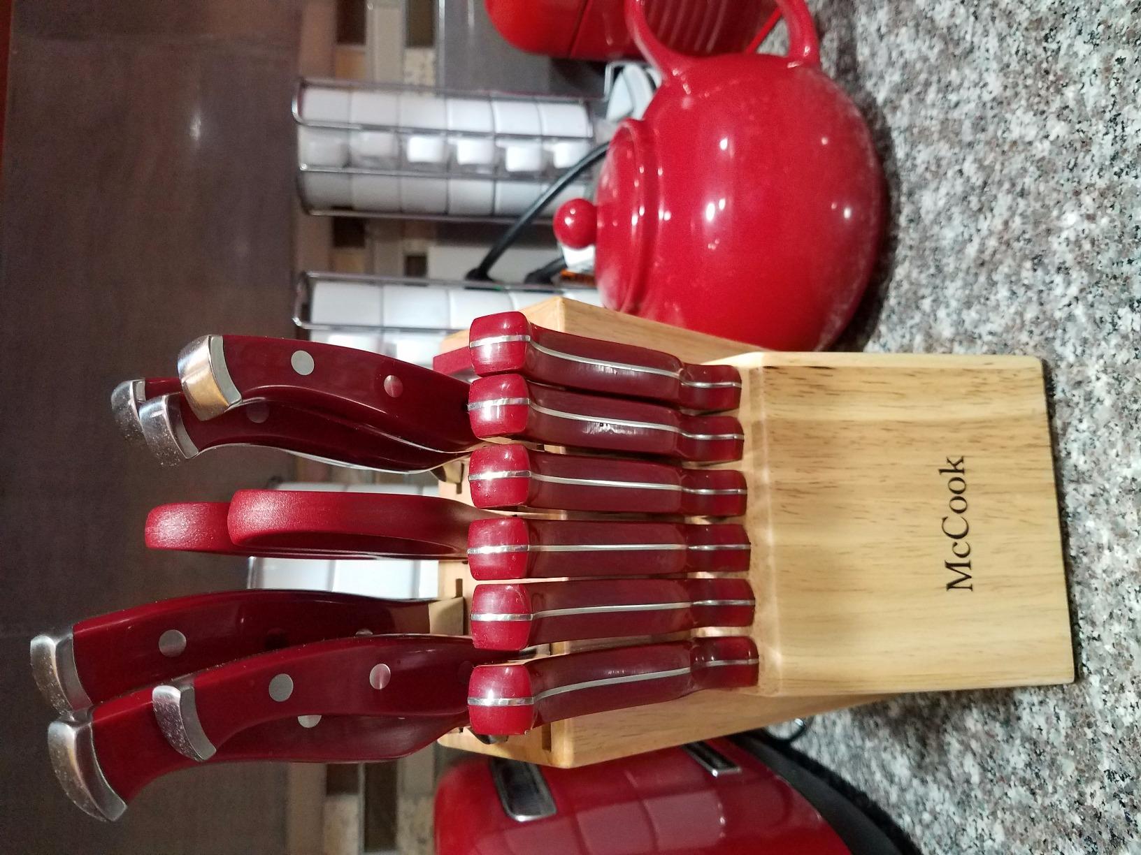 McCook Kitchen Knife Set 15PC Knife Block Set w Built-in Sharpener | German Forged Stainless Steel, Razor Sharp, Non-Stick & Anti-Rust, Triple Rivet, Ergonomic Handles, Full Tang, Gift Box customer photo 2